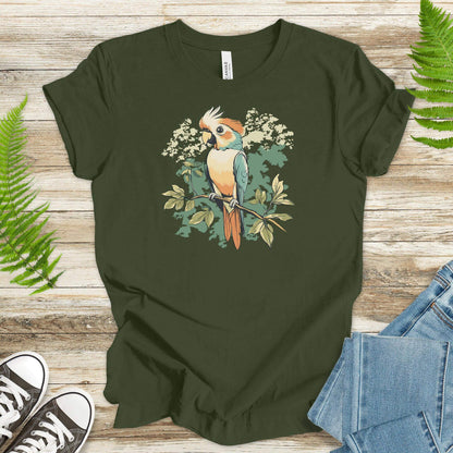 Vibrant Perch: Colorful Parrot T-Shirt - TShirtree