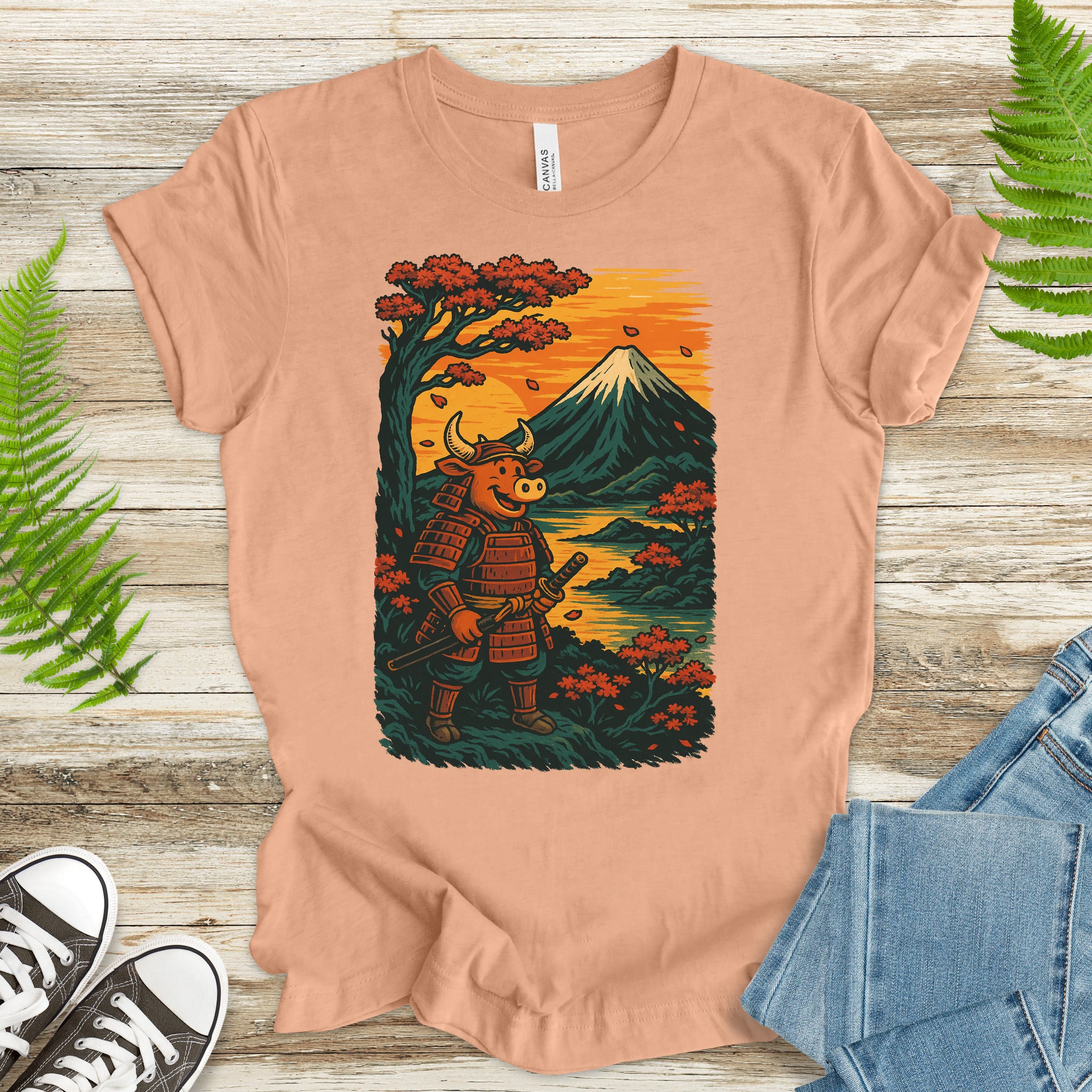 Samurai Bull T-Shirt – Bold Retro Japanese Warrior Tee