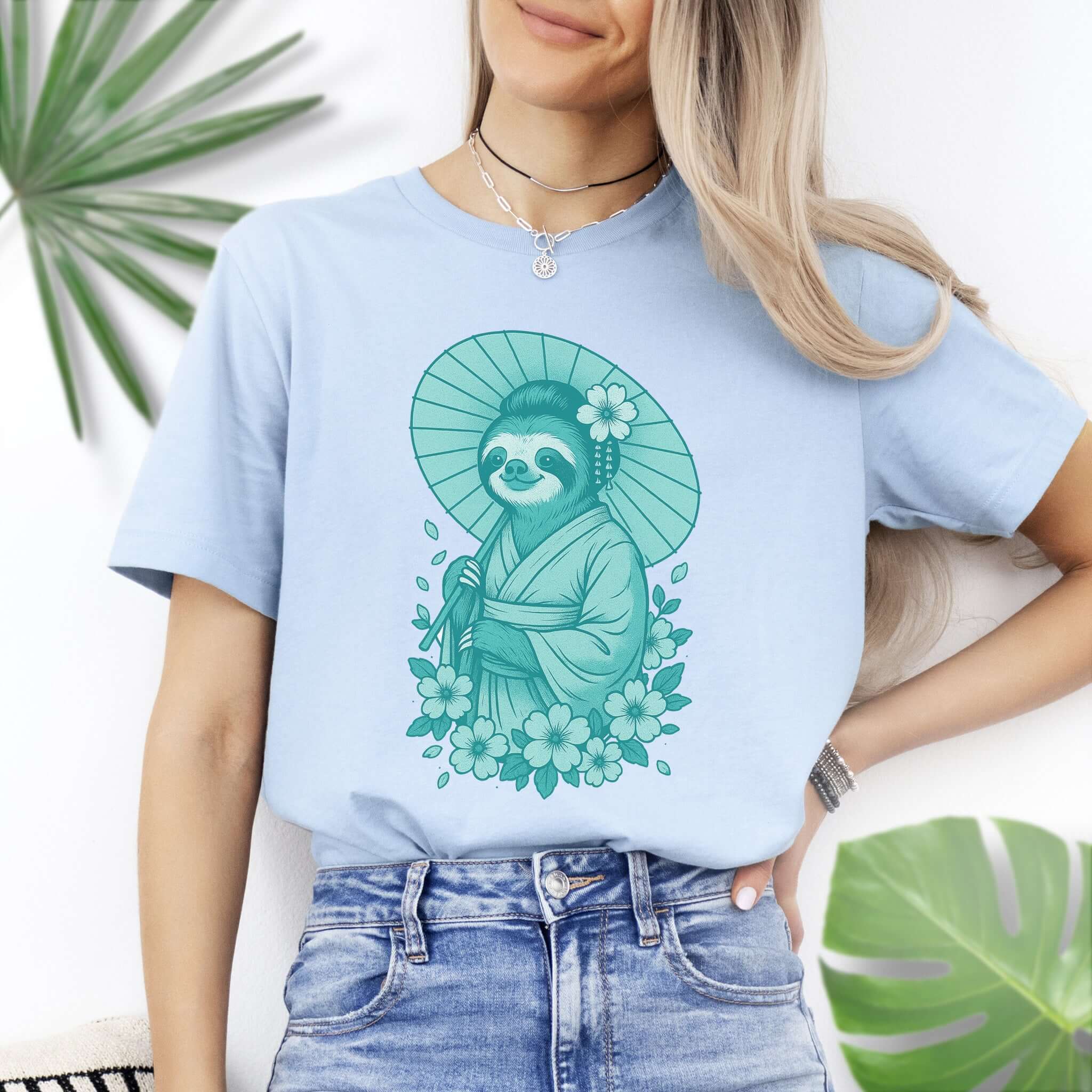 Elegant Sloth Geisha Japanese Style T-Shirt