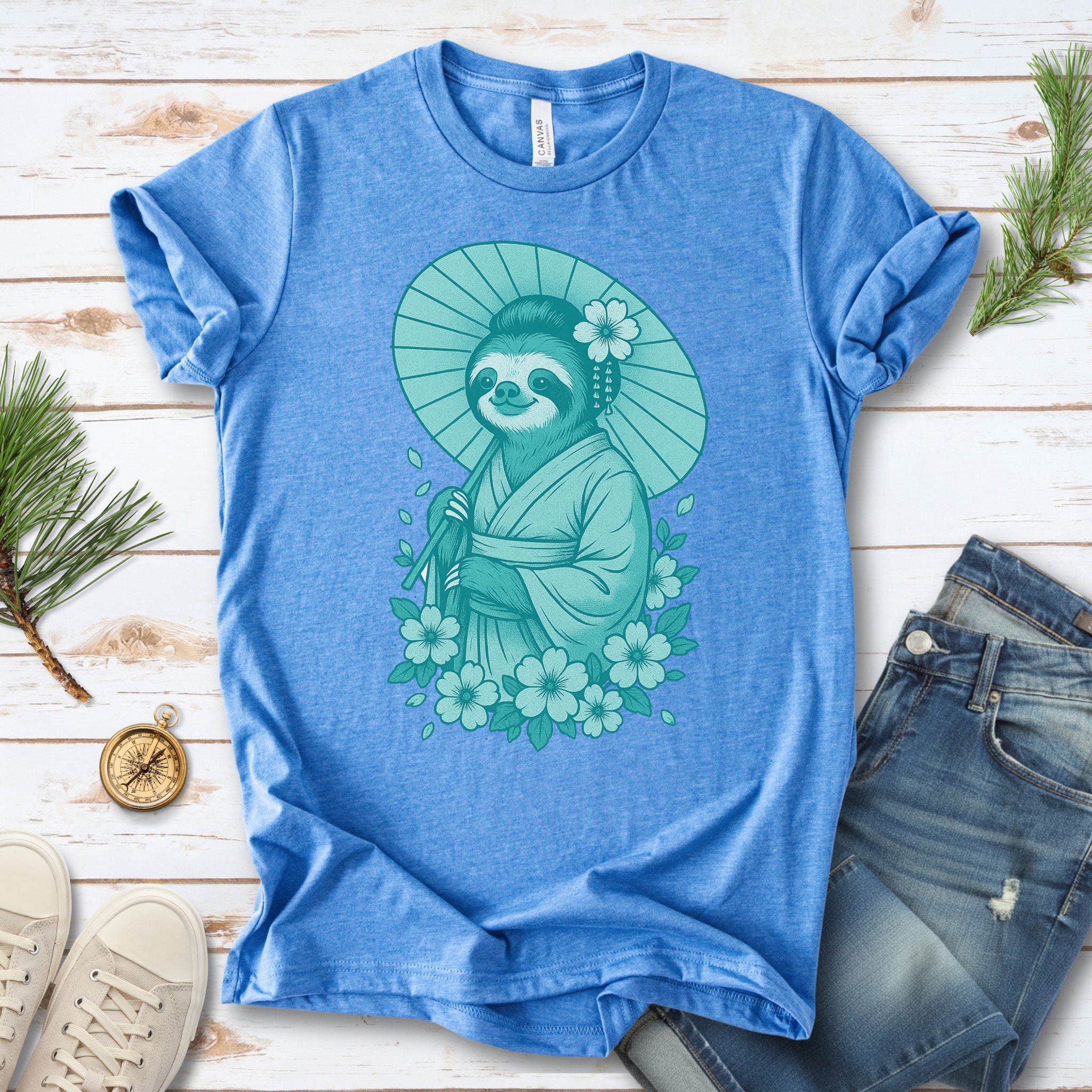 Elegant Sloth Geisha Japanese Style T-Shirt