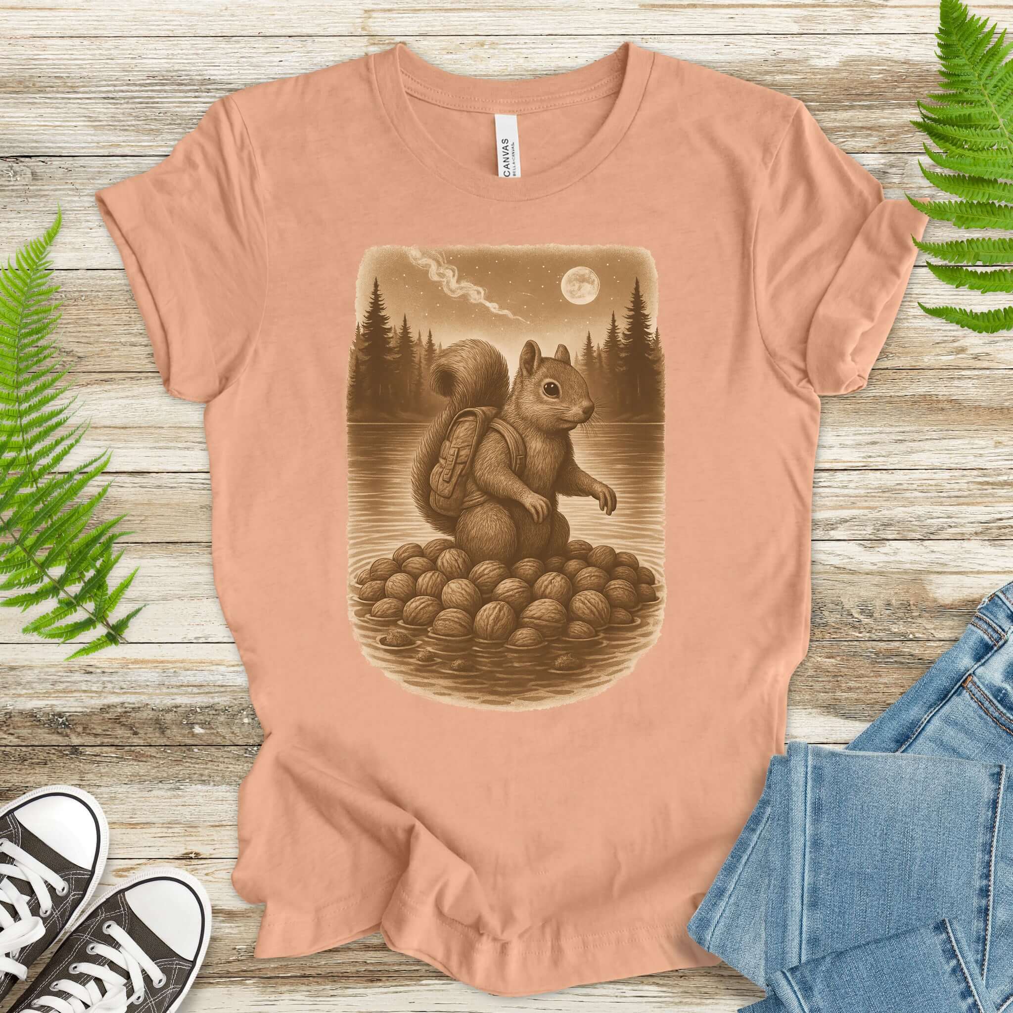 Squirrel & Nuts by the Lake – Japanese Style T-Shirt