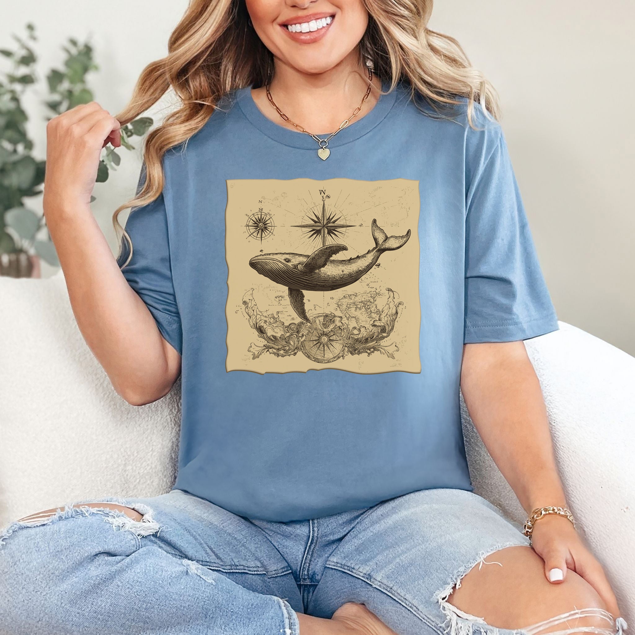 Vintage Map Whale T-Shirt