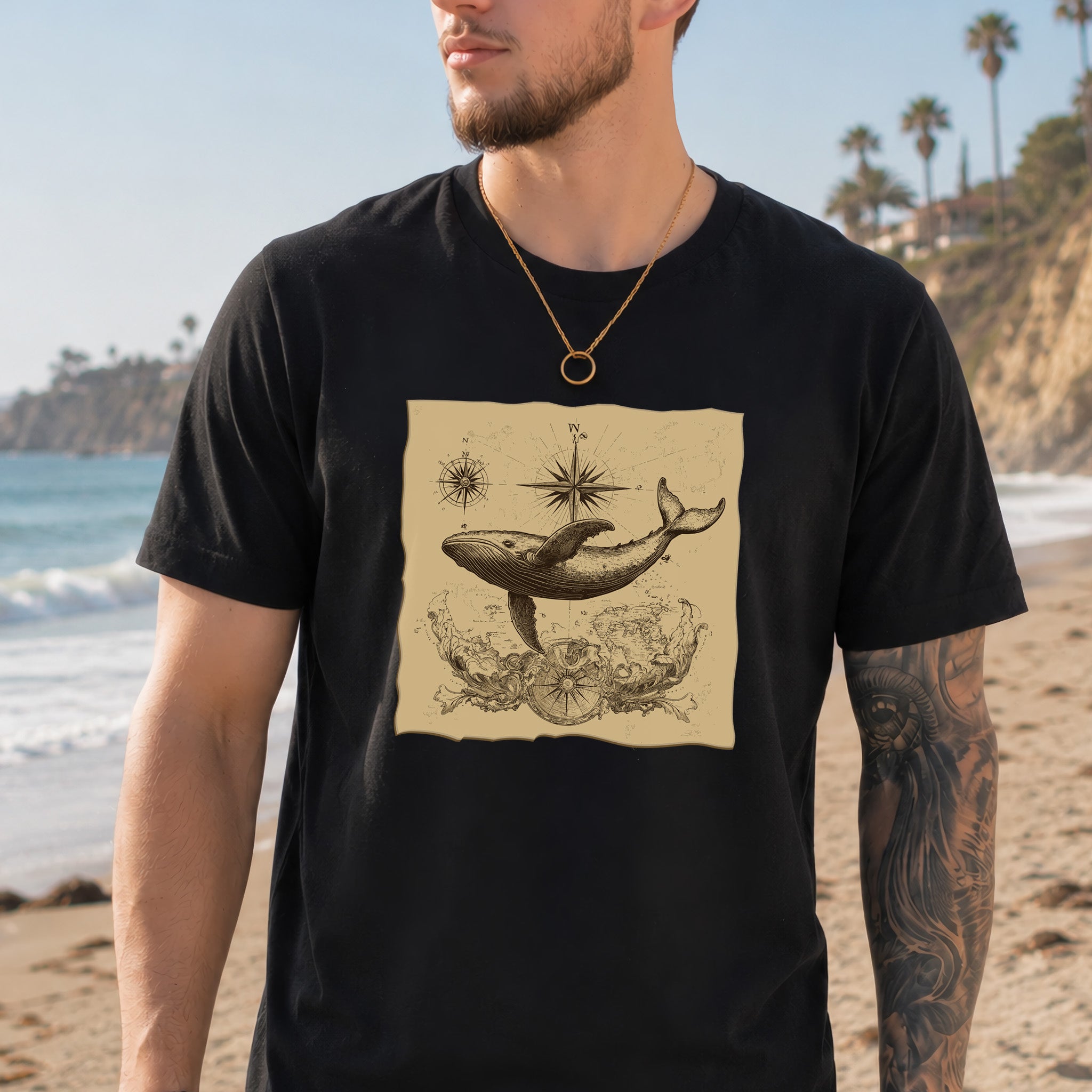 Vintage Map Whale T-Shirt