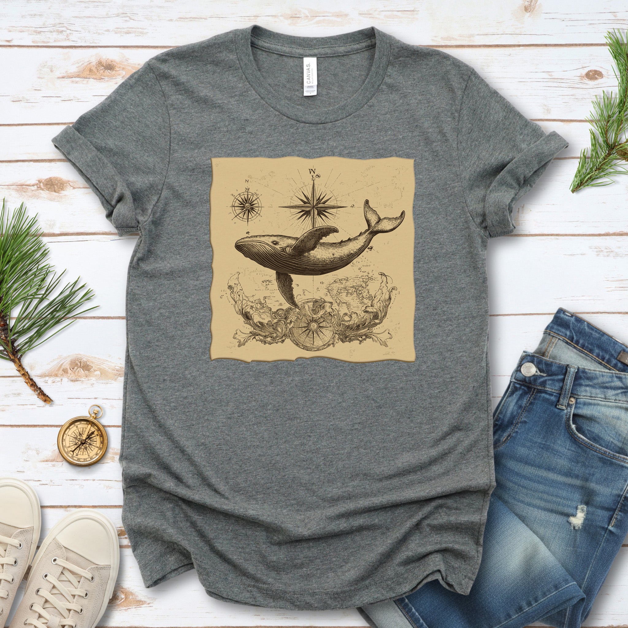 Vintage Map Whale T-Shirt
