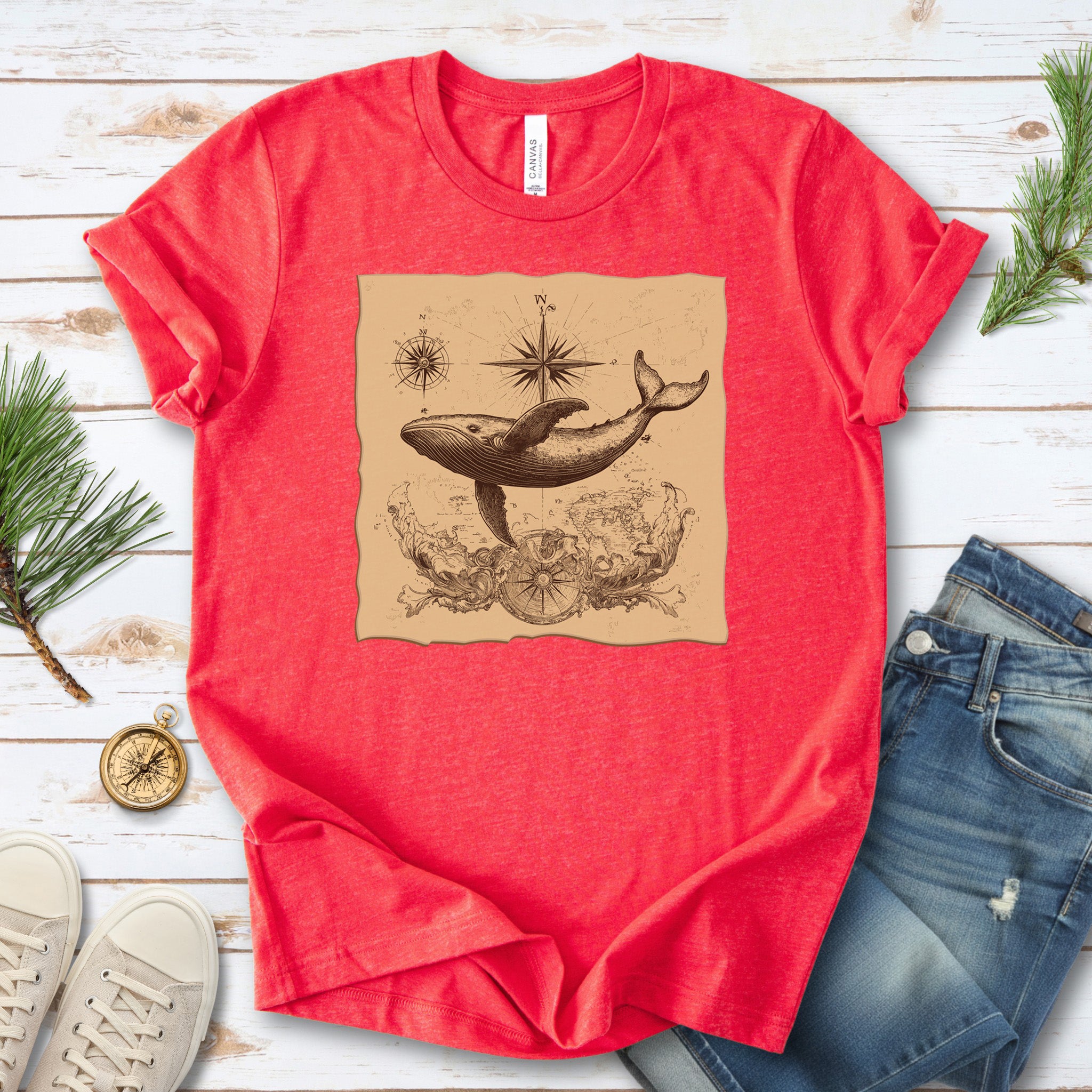 Vintage Map Whale T-Shirt