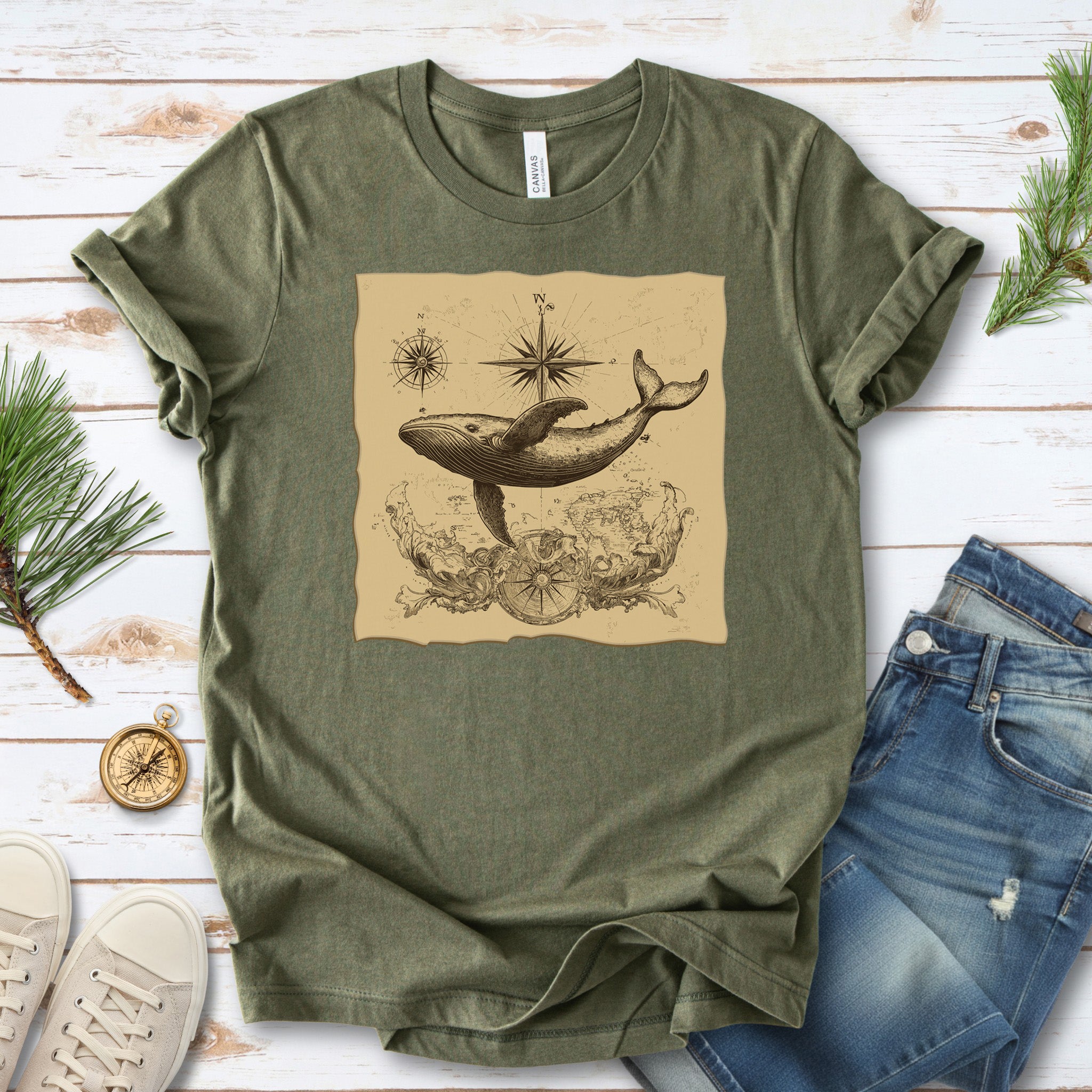 Vintage Map Whale T-Shirt