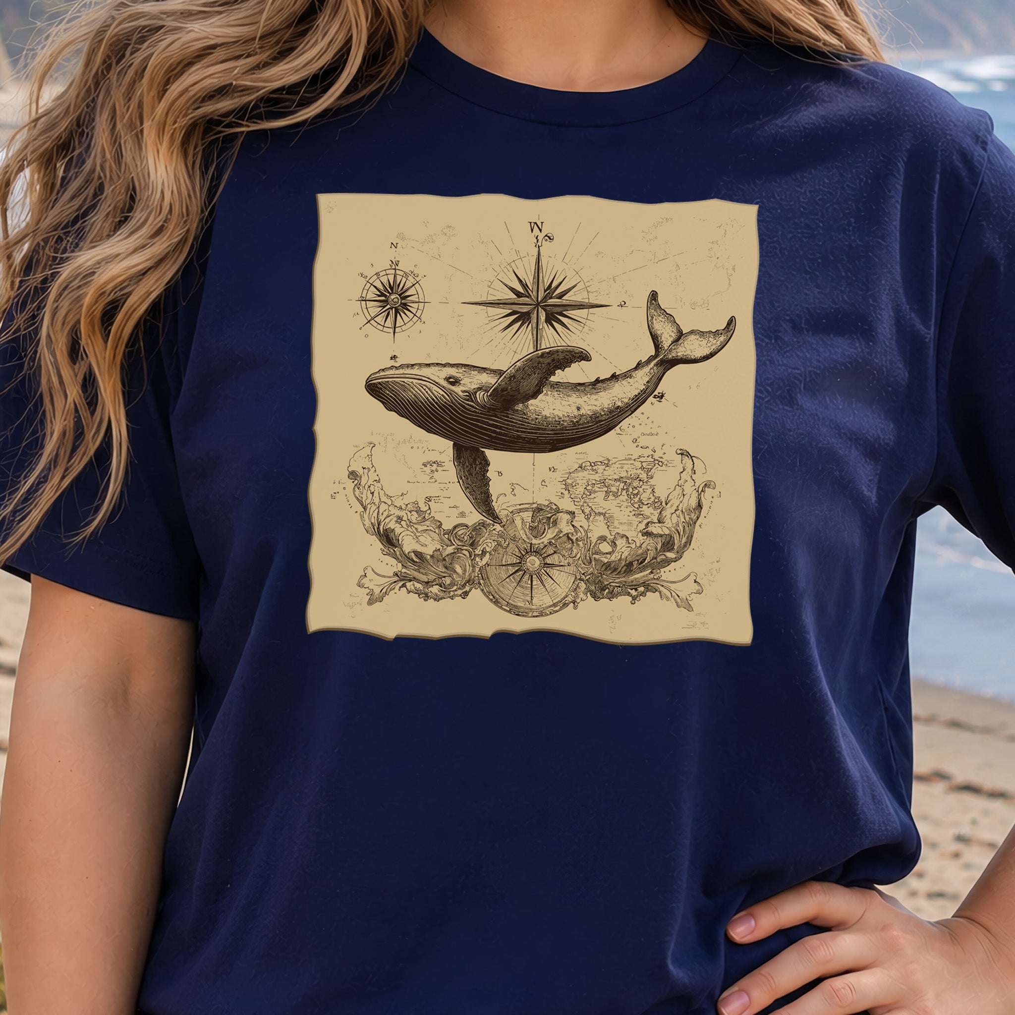 Vintage Map Whale T-Shirt