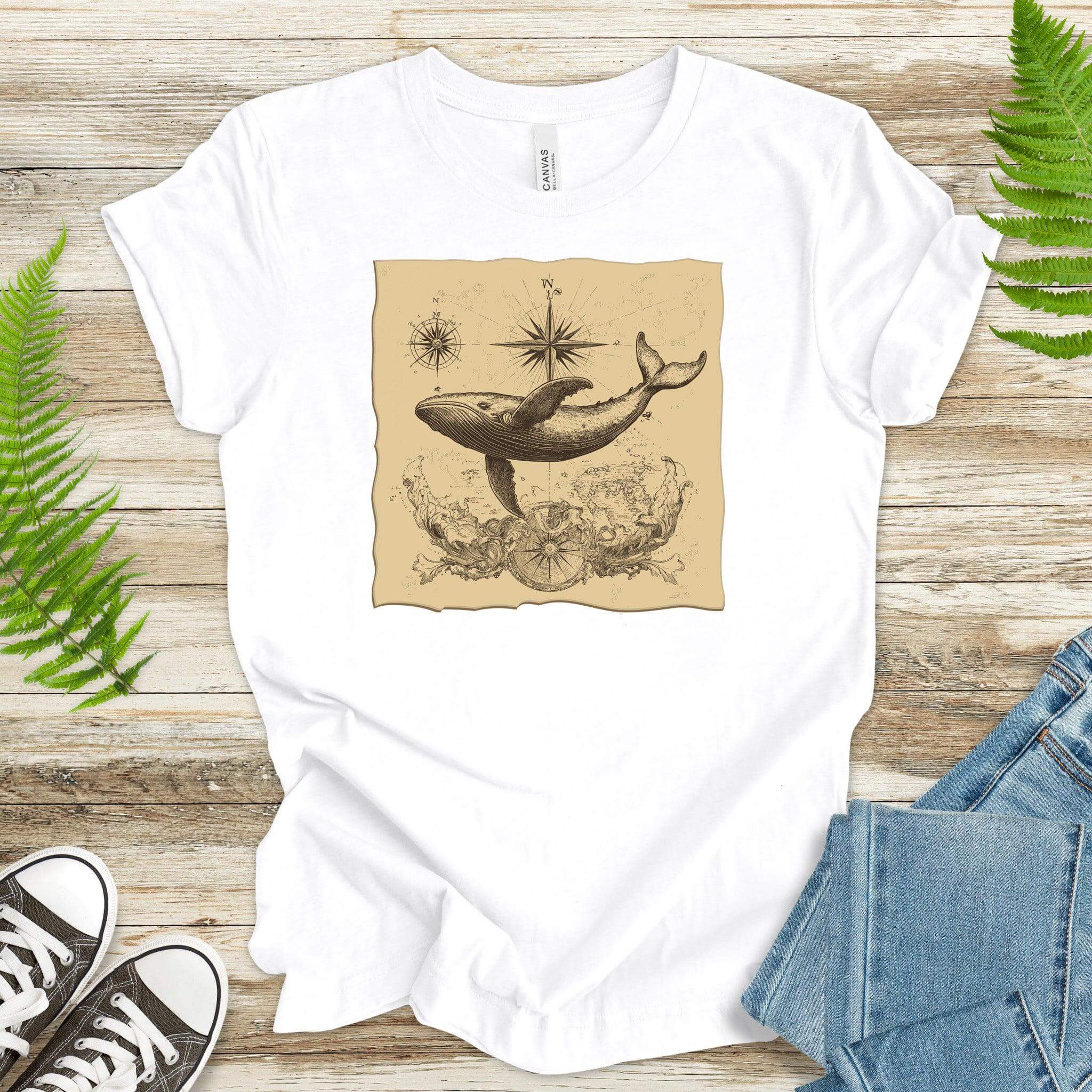 Vintage Map Whale T-Shirt - TShirtree