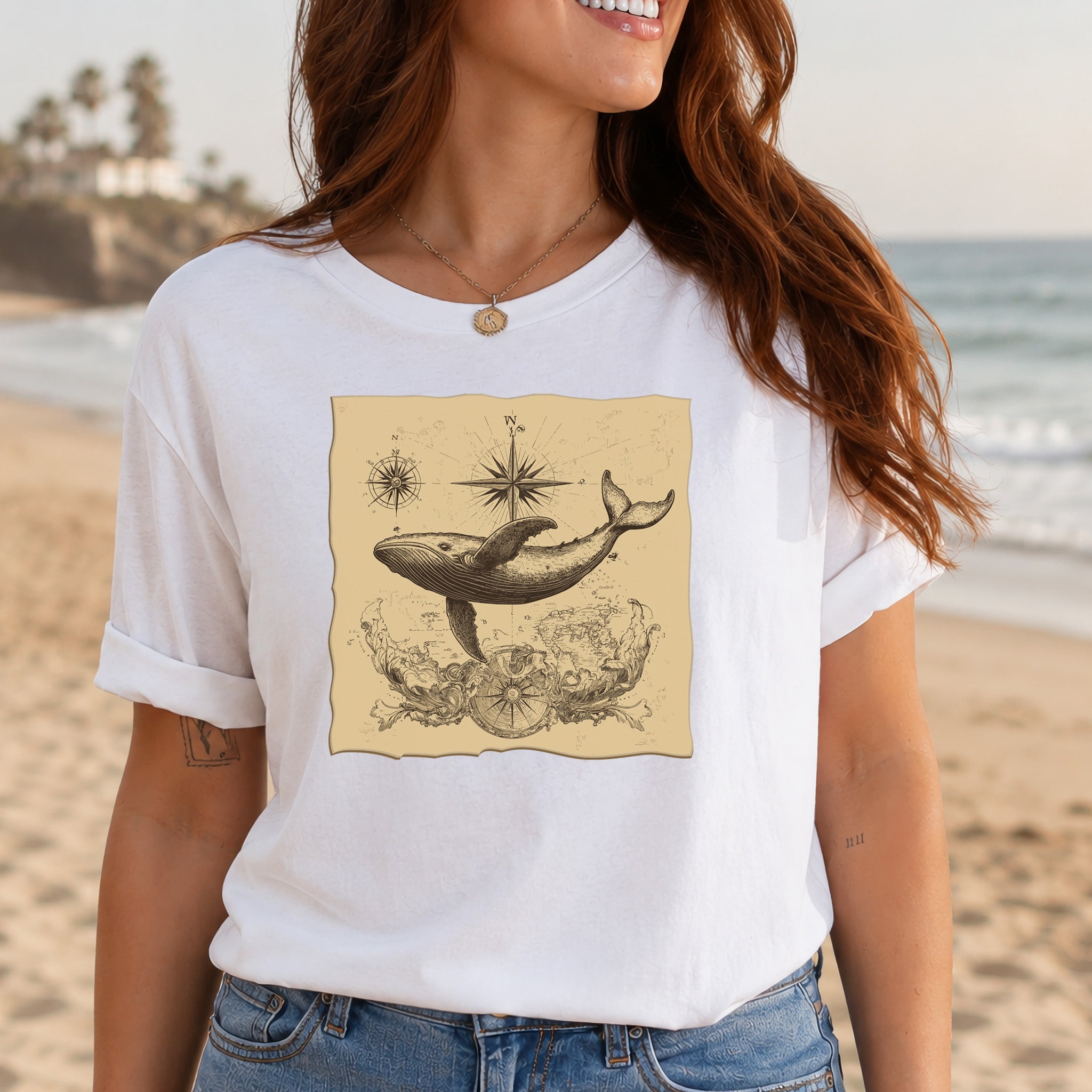 Vintage Map Whale T-Shirt