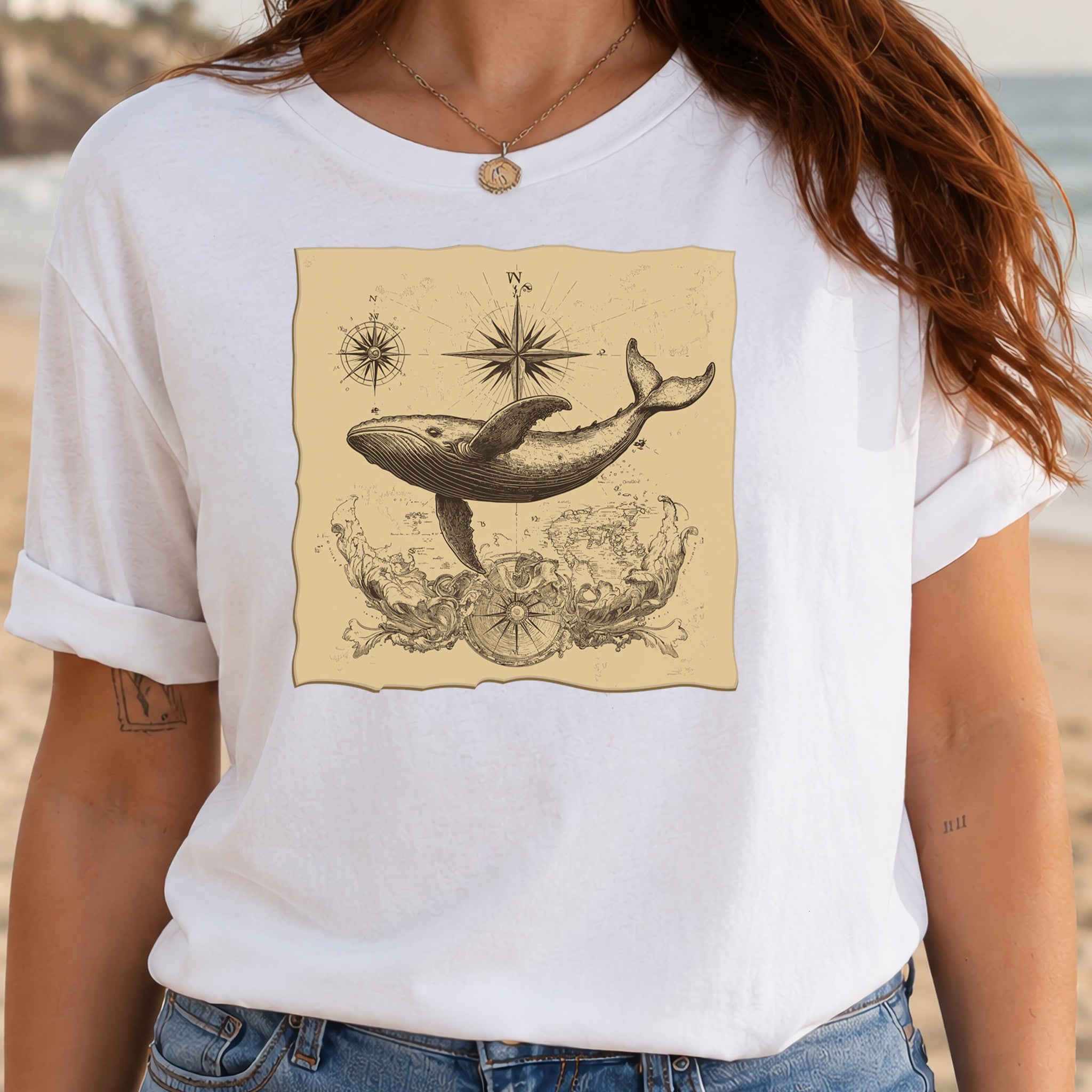 Vintage Map Whale T-Shirt