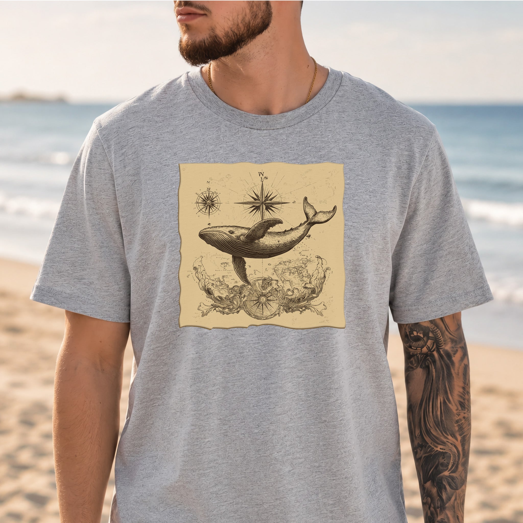 Vintage Map Whale T-Shirt