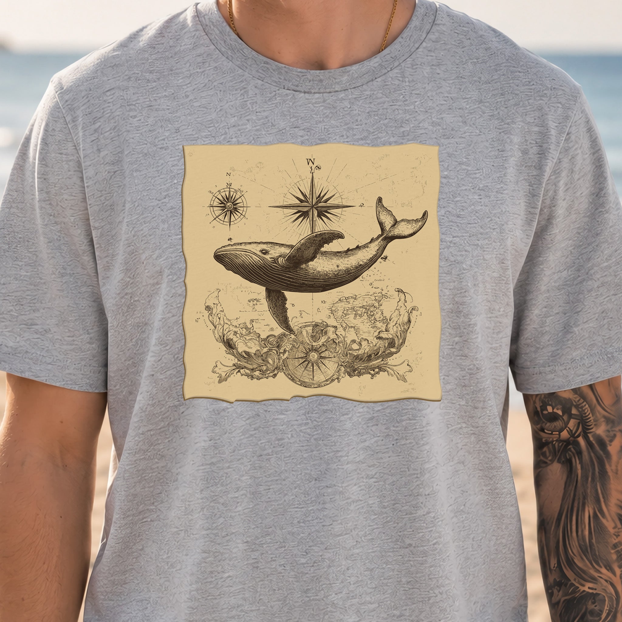 Vintage Map Whale T-Shirt