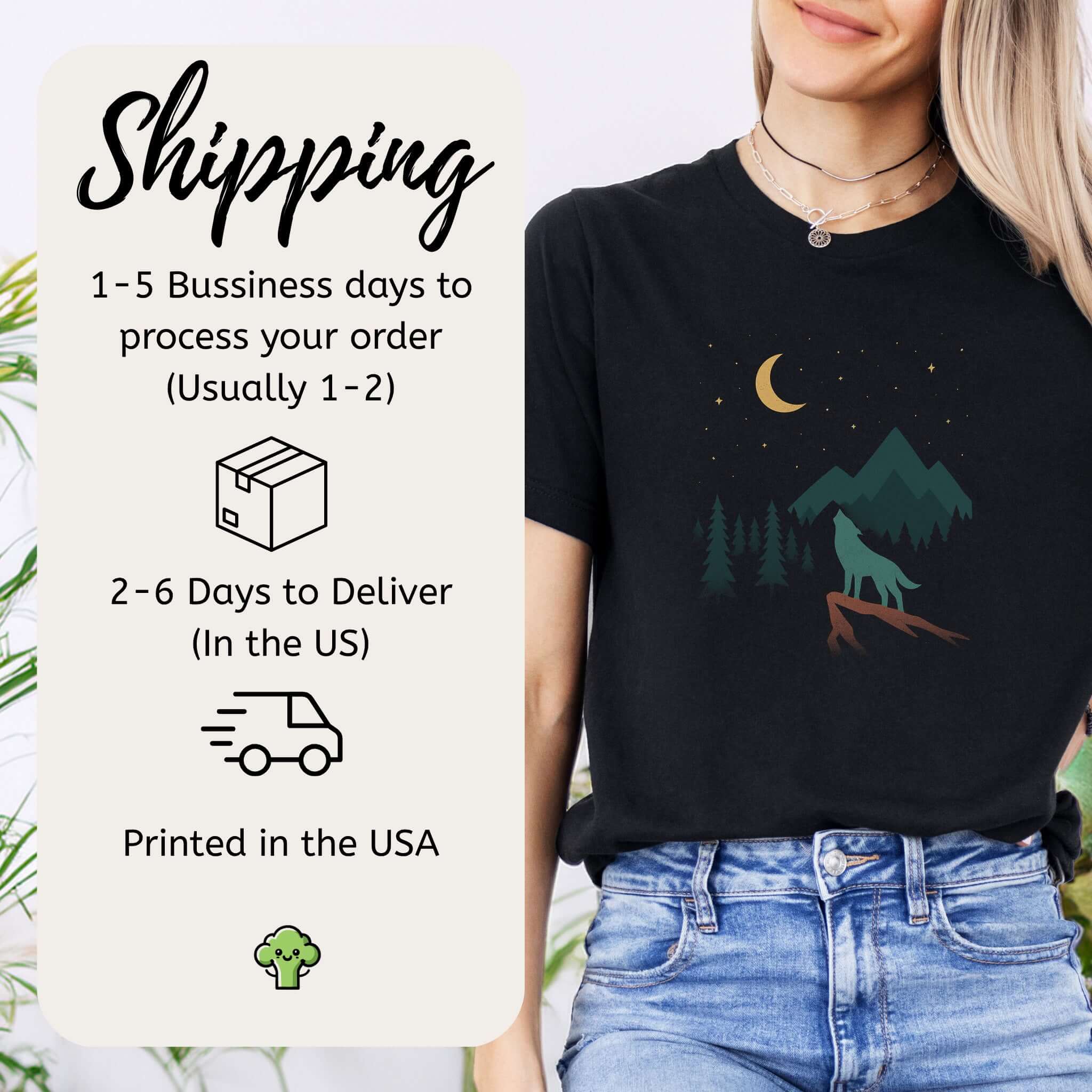 Minimalist Wolf Howling Under Moon T-Shirt – Vintage Wilderness Style