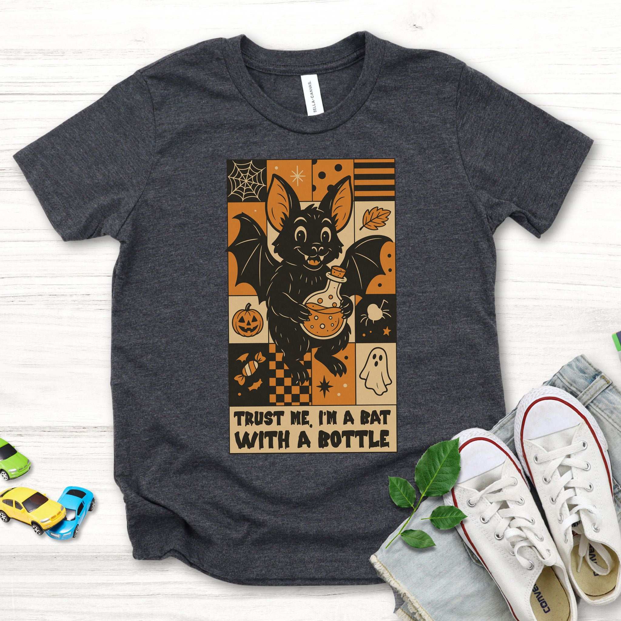 Potion Bat Halloween Youth Tee – Trust Me I’m a Bat With a Bottle