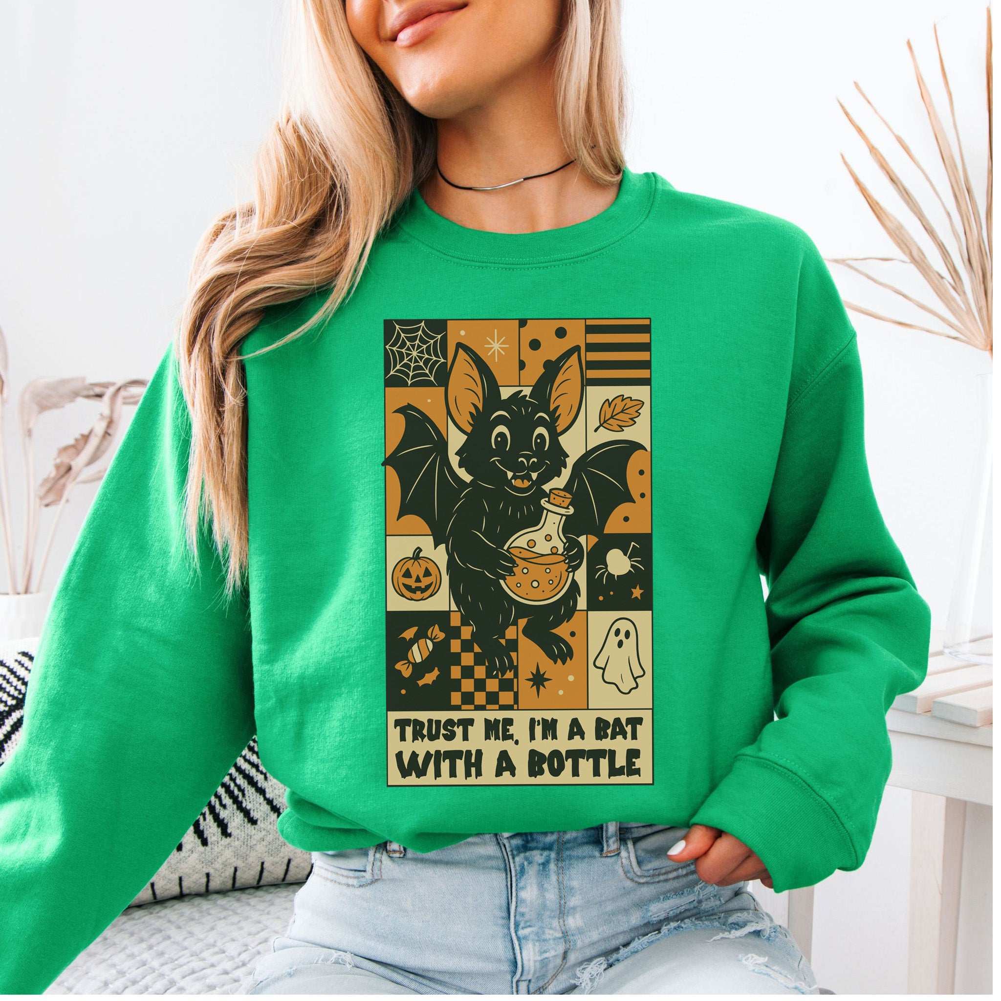 Potion Bat Halloween Sweatshirt – Trust Me I’m a Bat With a Bottle