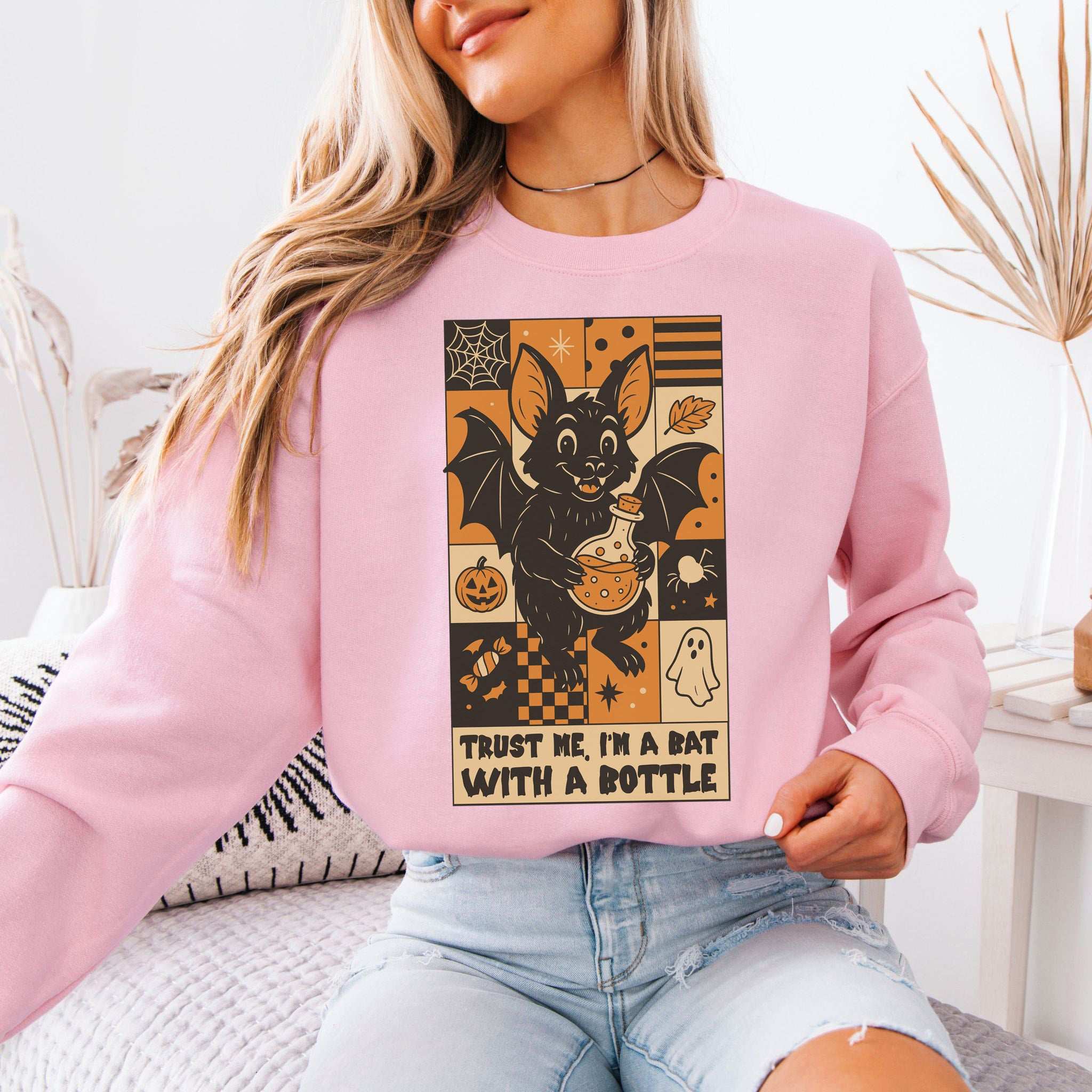 Potion Bat Halloween Sweatshirt – Trust Me I’m a Bat With a Bottle