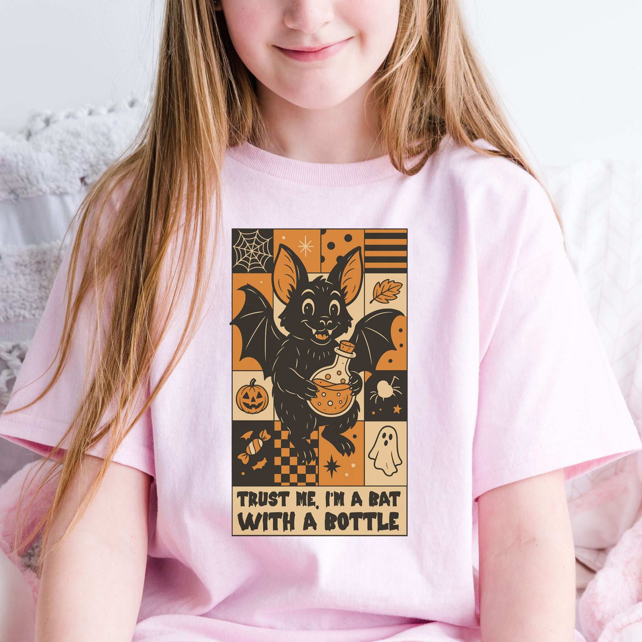 Potion Bat Halloween Youth Tee – Trust Me I’m a Bat With a Bottle