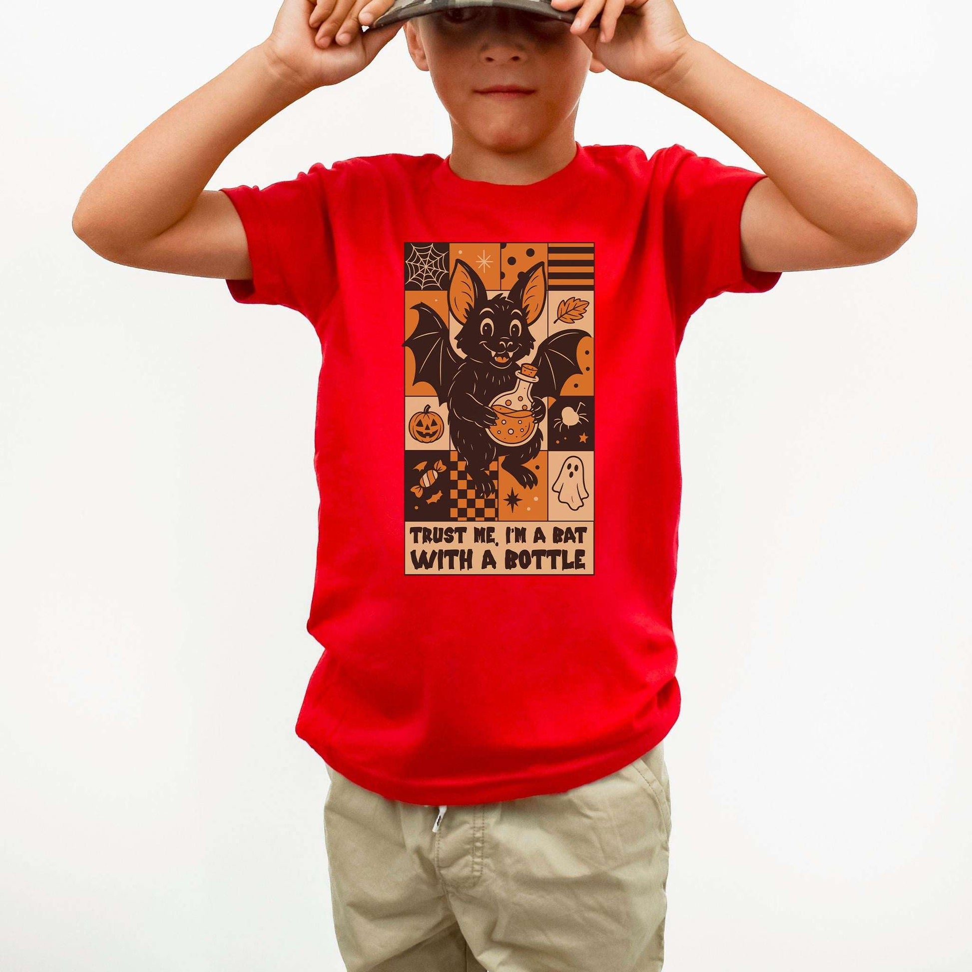 Potion Bat Halloween Youth Tee – Trust Me I’m a Bat With a Bottle