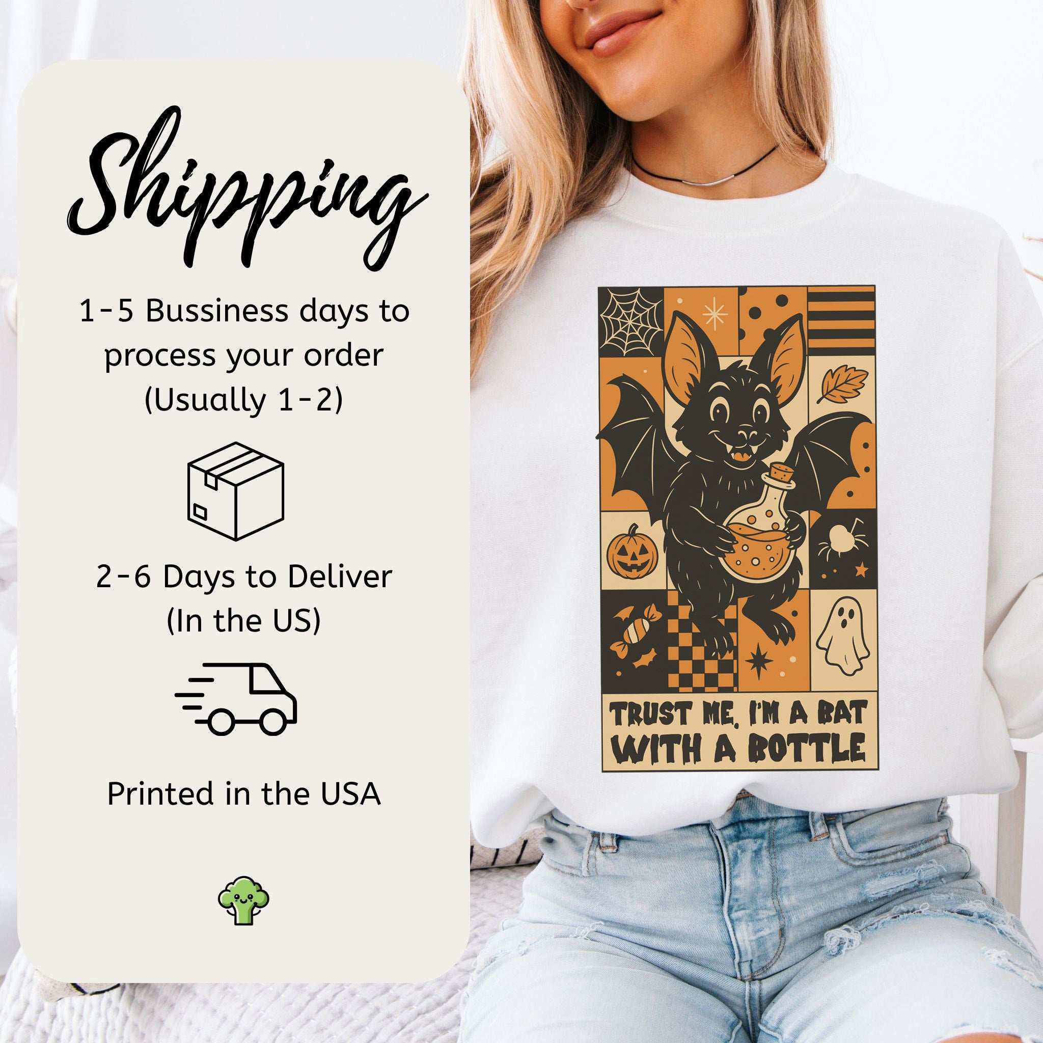 Potion Bat Halloween Sweatshirt – Trust Me I’m a Bat With a Bottle