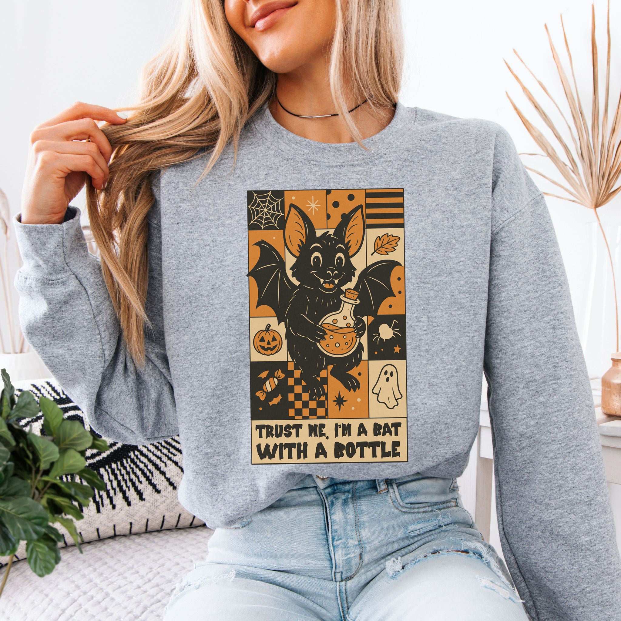 Potion Bat Halloween Sweatshirt – Trust Me I’m a Bat With a Bottle