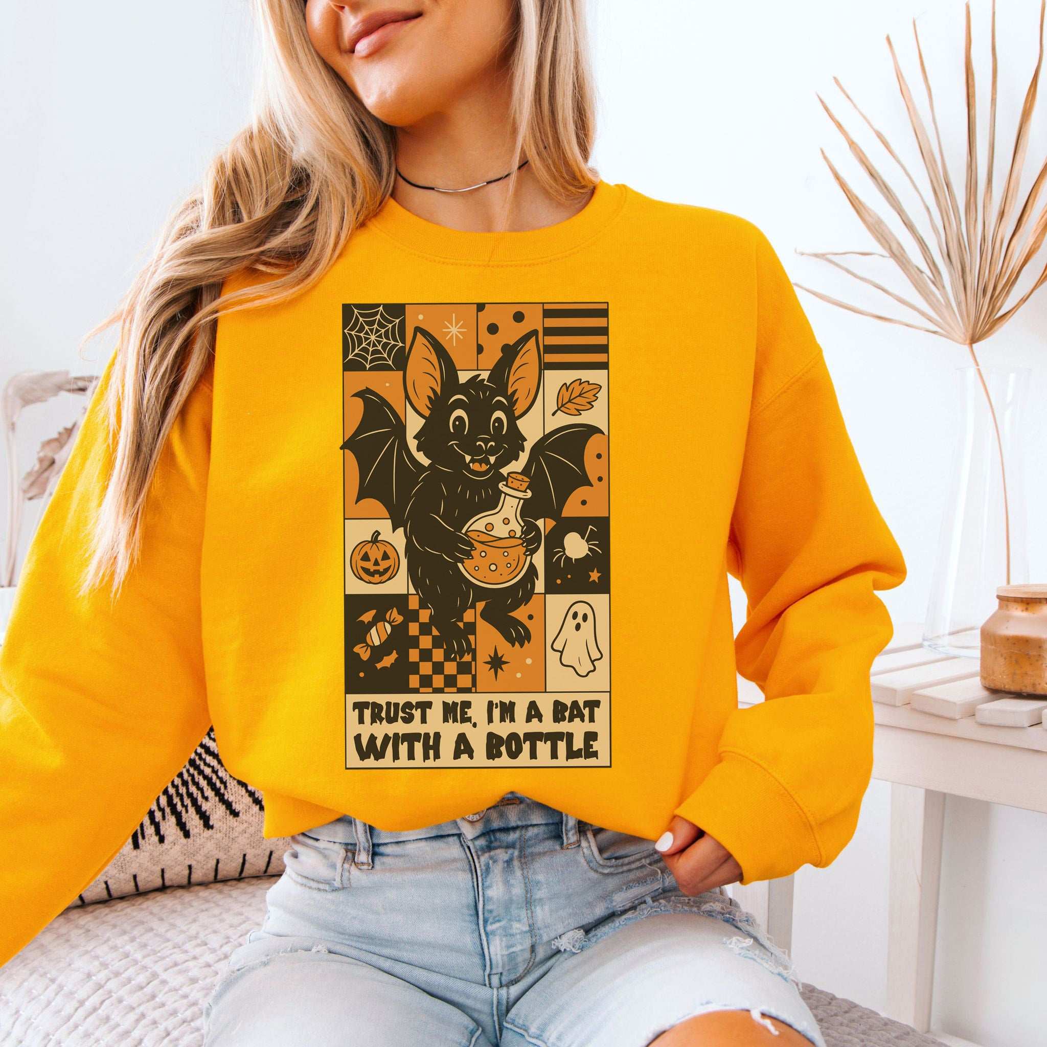 Potion Bat Halloween Sweatshirt – Trust Me I’m a Bat With a Bottle