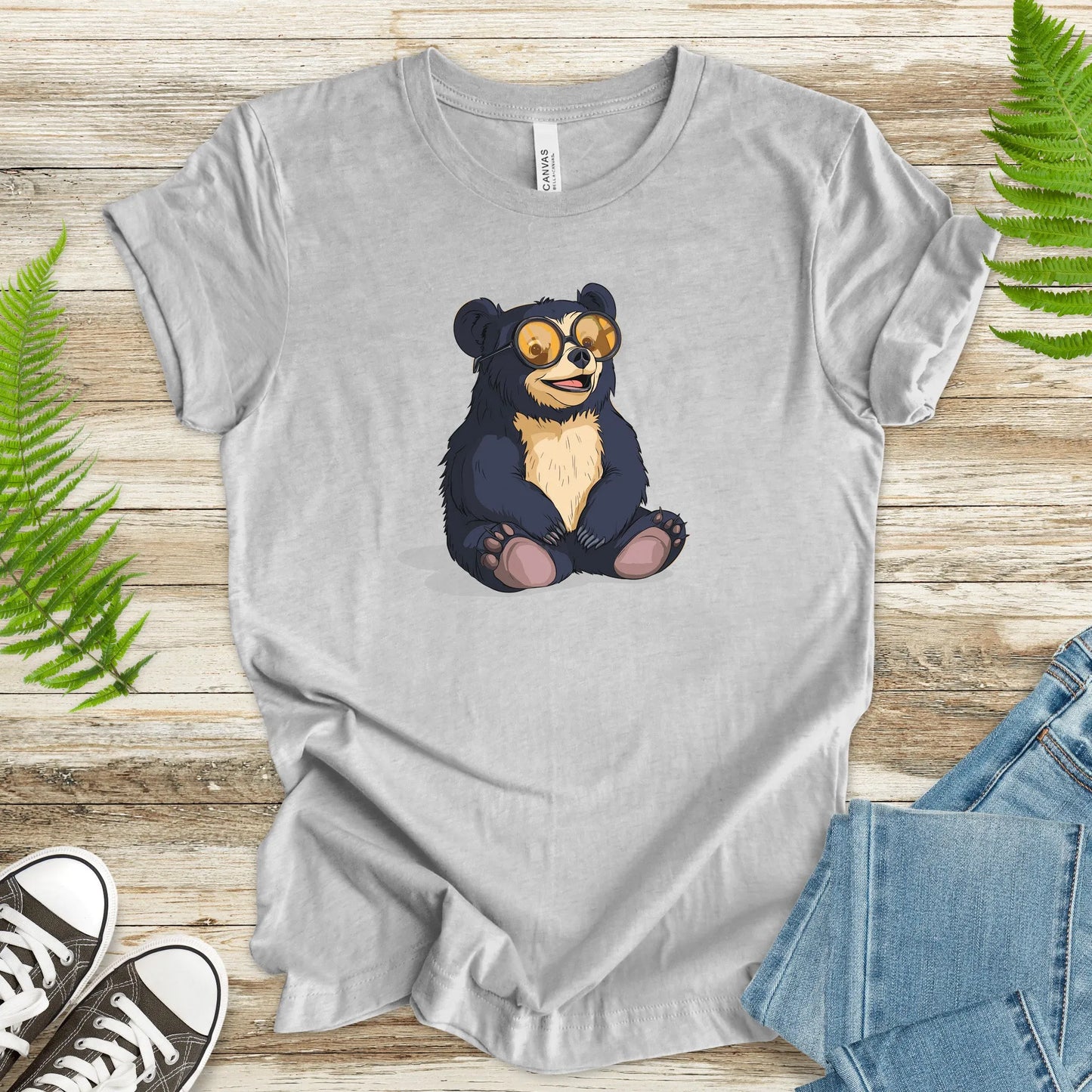 Cute Bear Cub With Sun Glasses T-Shirt - TShirtree