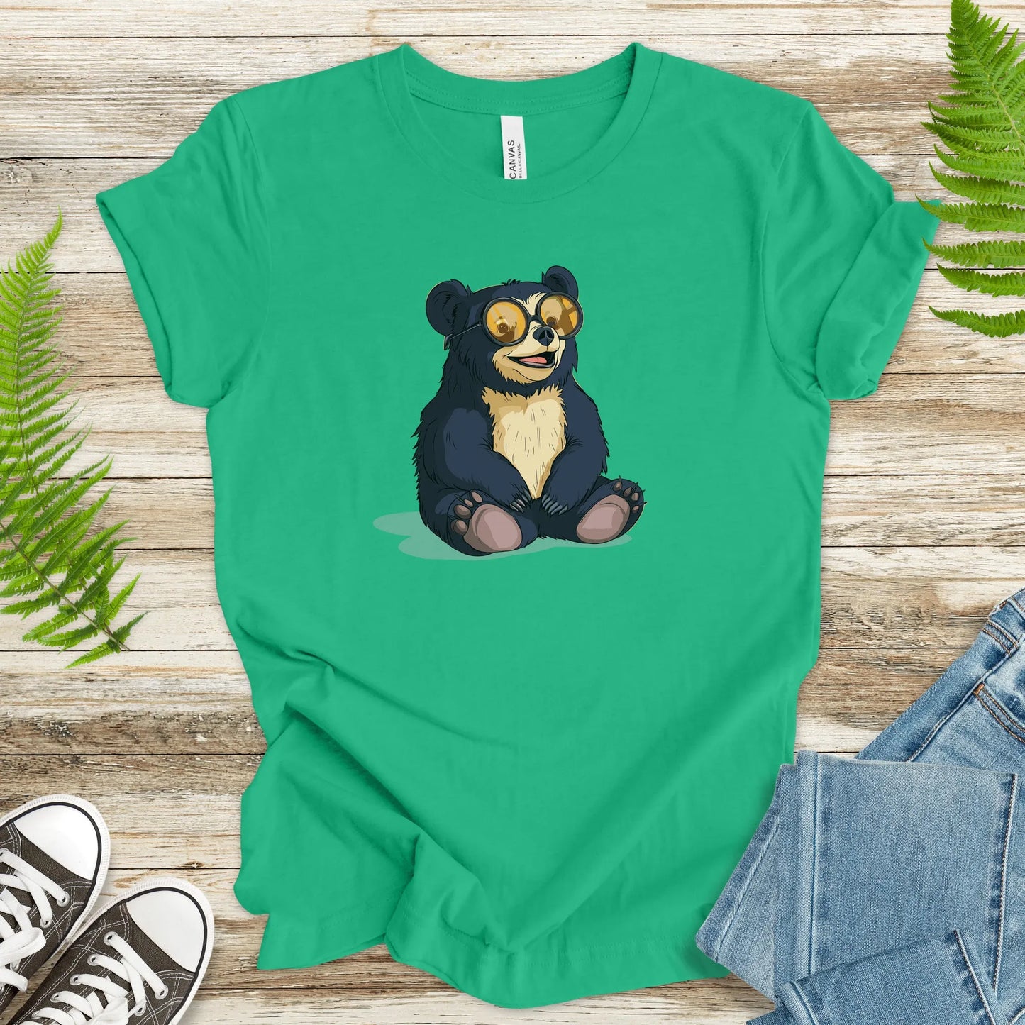 Cute Bear Cub With Sun Glasses T-Shirt - TShirtree