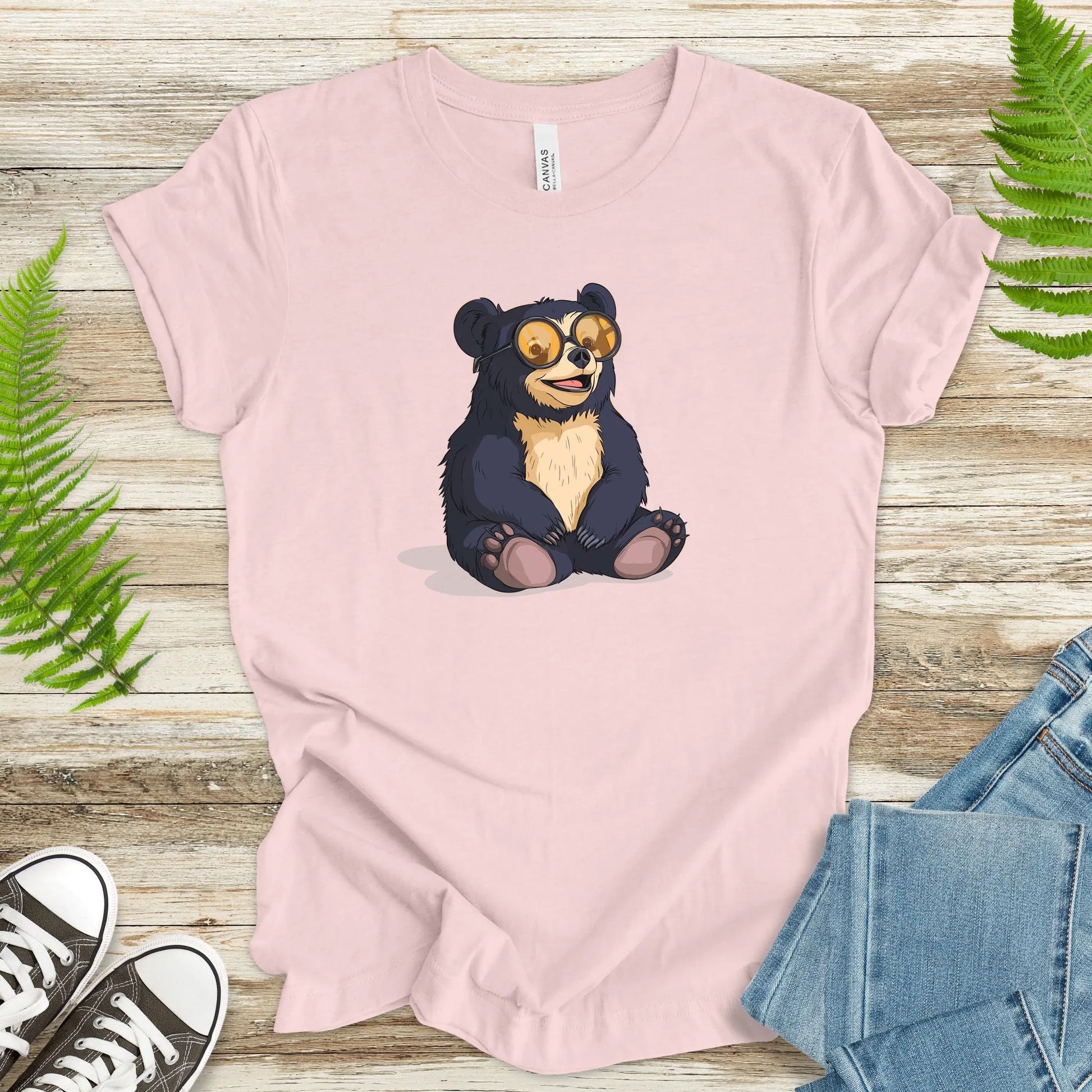 Cute Bear Cub With Sun Glasses T-Shirt - TShirtree