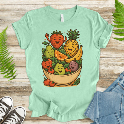 Fruit Basket Smiley T-Shirt – Cute Retro Summer Fruit Lover Tee