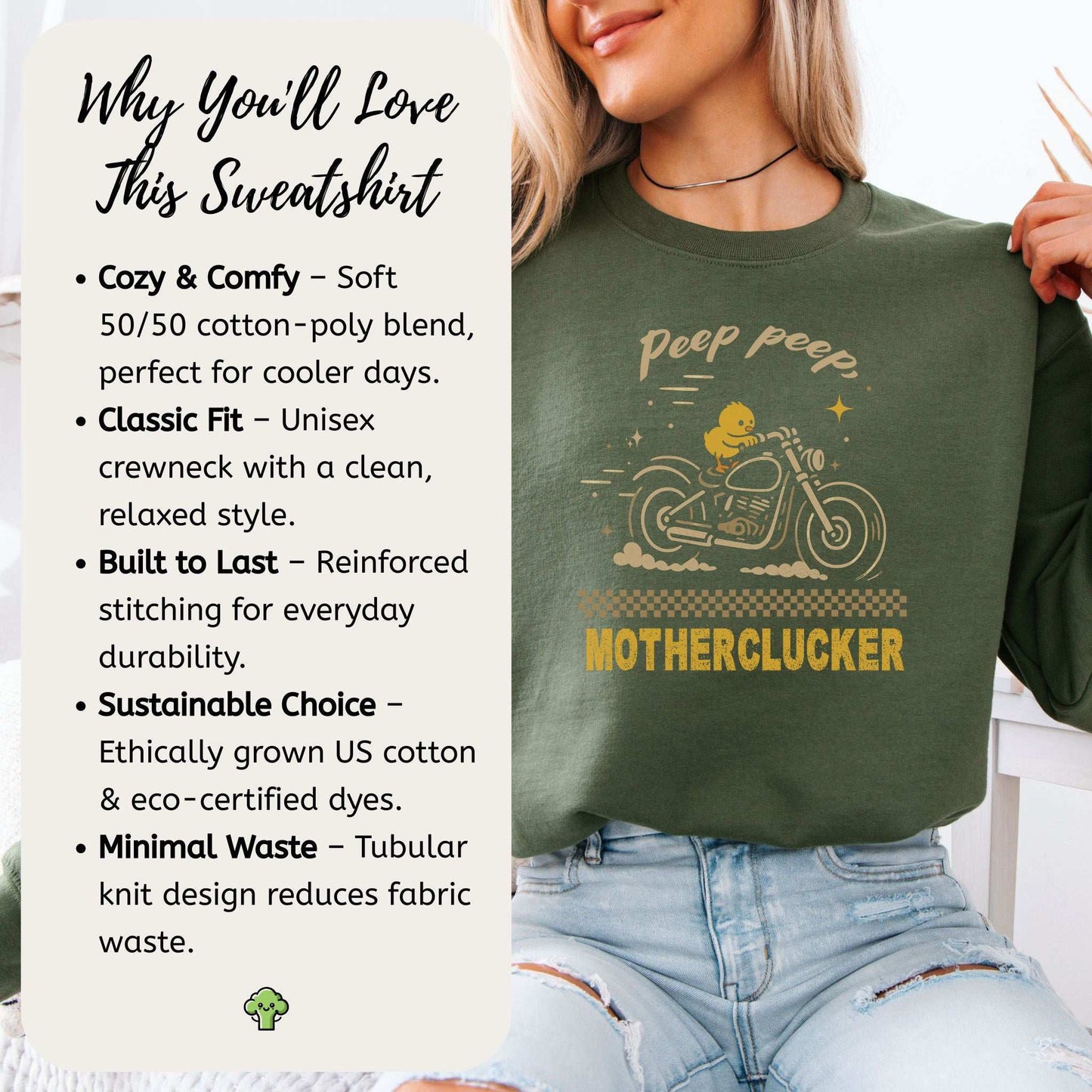 Chicken Motorcycle Sweatshirt – Funny Motherclucker Biker Vibes for Farm & Meme Lovers