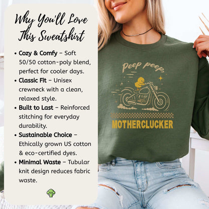 Chicken Motorcycle Sweatshirt – Funny Motherclucker Biker Vibes for Farm & Meme Lovers