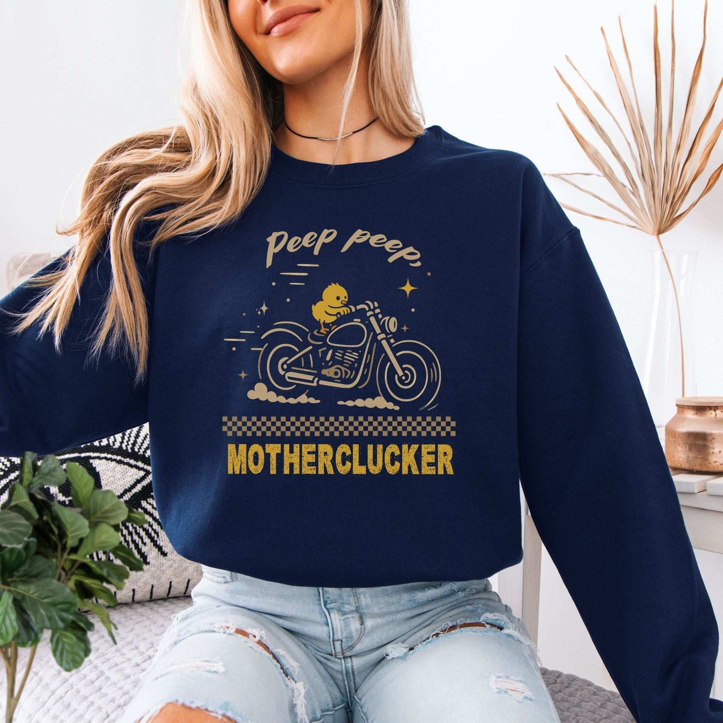 Chicken Motorcycle Sweatshirt – Funny Motherclucker Biker Vibes for Farm & Meme Lovers