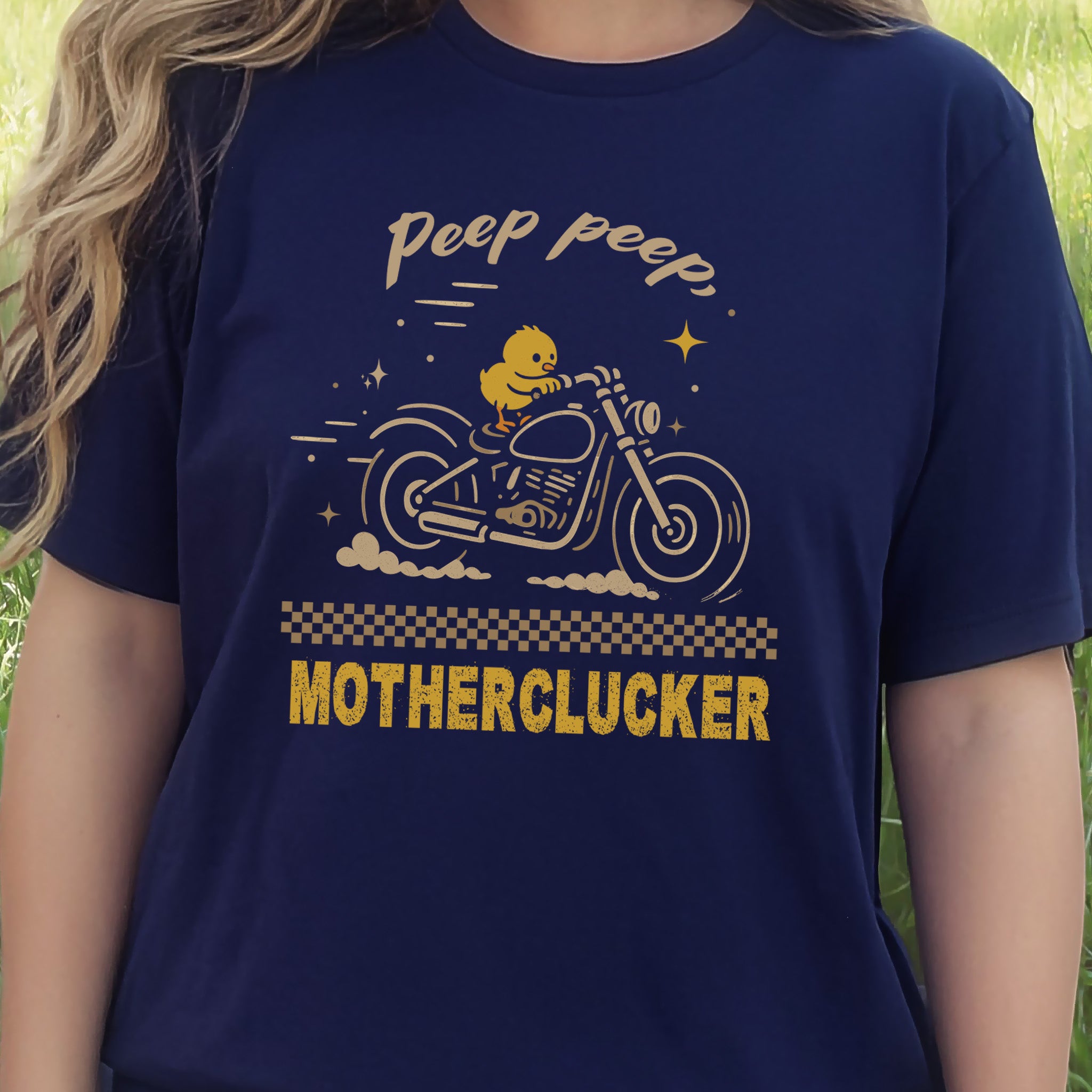 Funny Chicken Meme T-Shirt – Chick on Motorcycle Gift Tee for Chicken Lovers