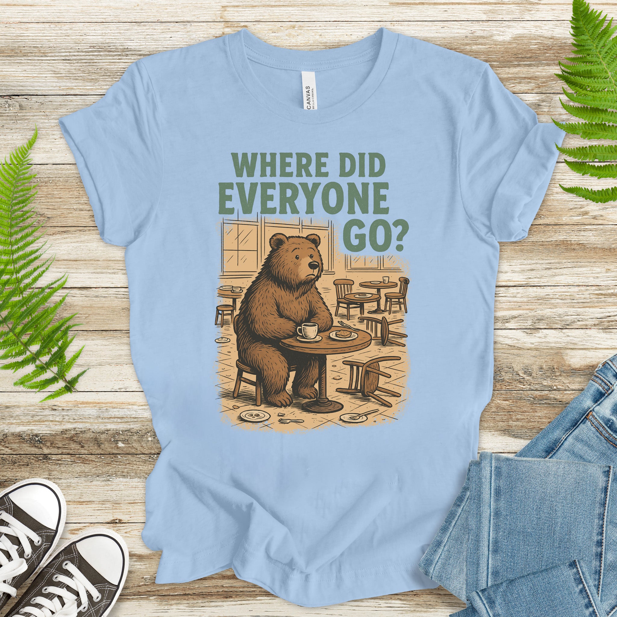 Confused Bear Coffee T-Shirt – Funny Vintage Café Animal Tee