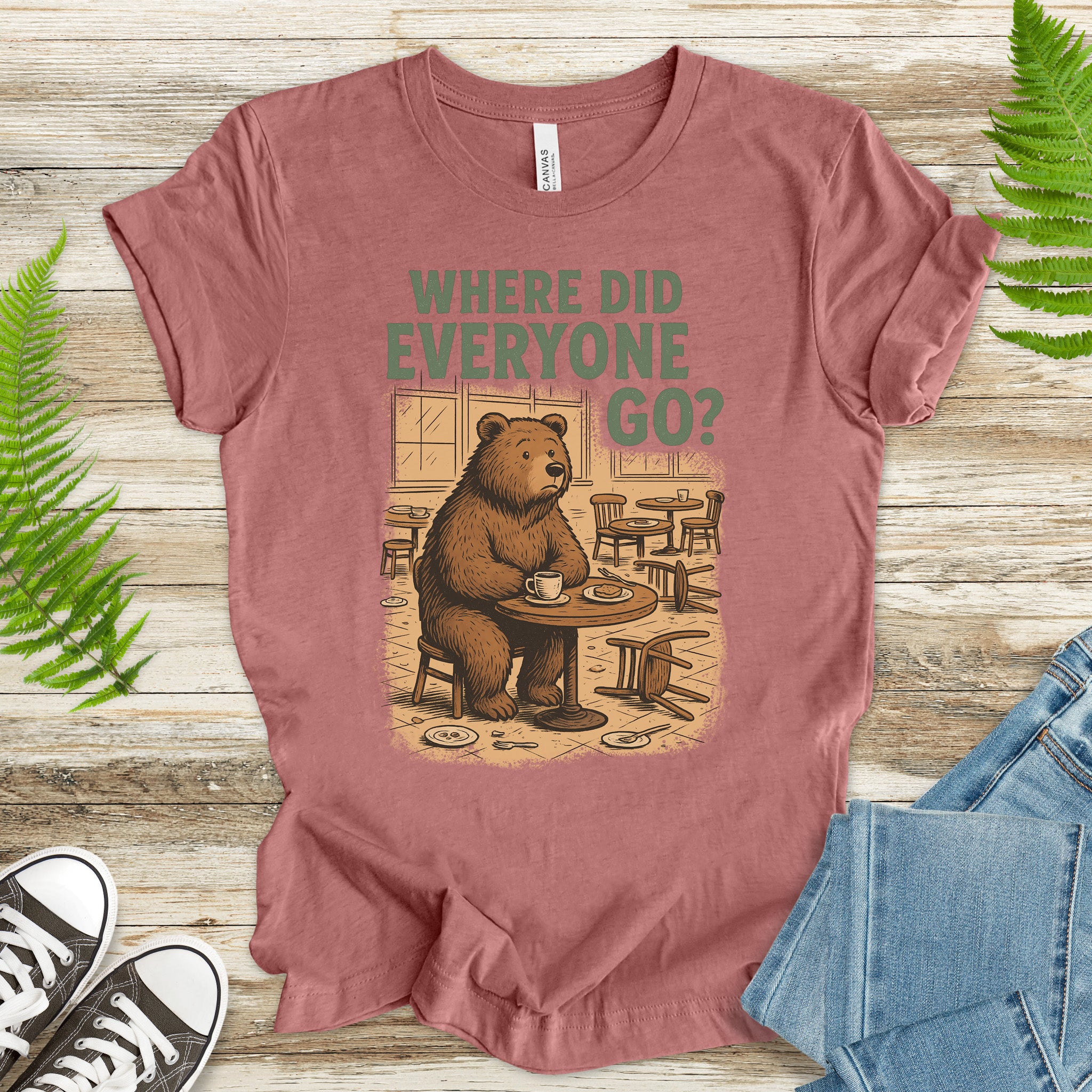 Confused Bear Coffee T-Shirt – Funny Vintage Café Animal Tee
