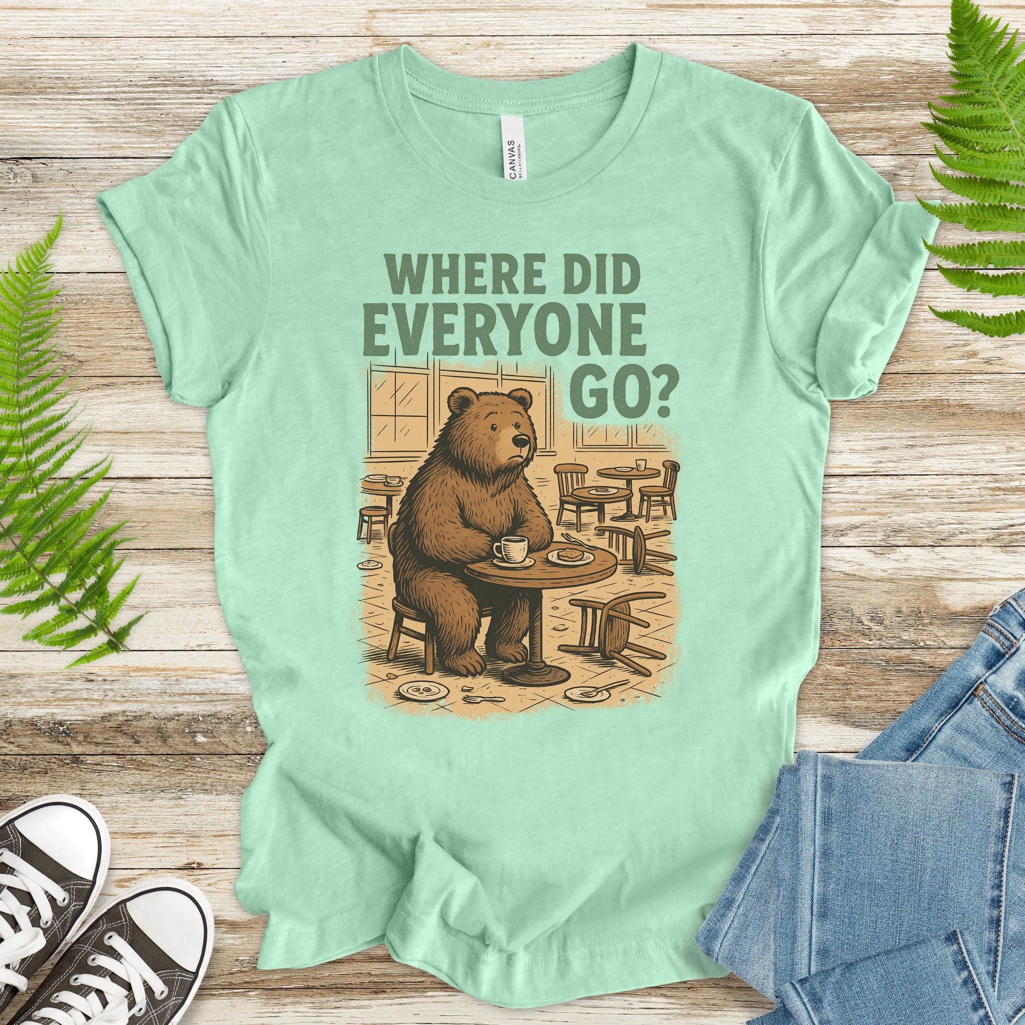 Confused Bear Coffee T-Shirt – Funny Vintage Café Animal Tee