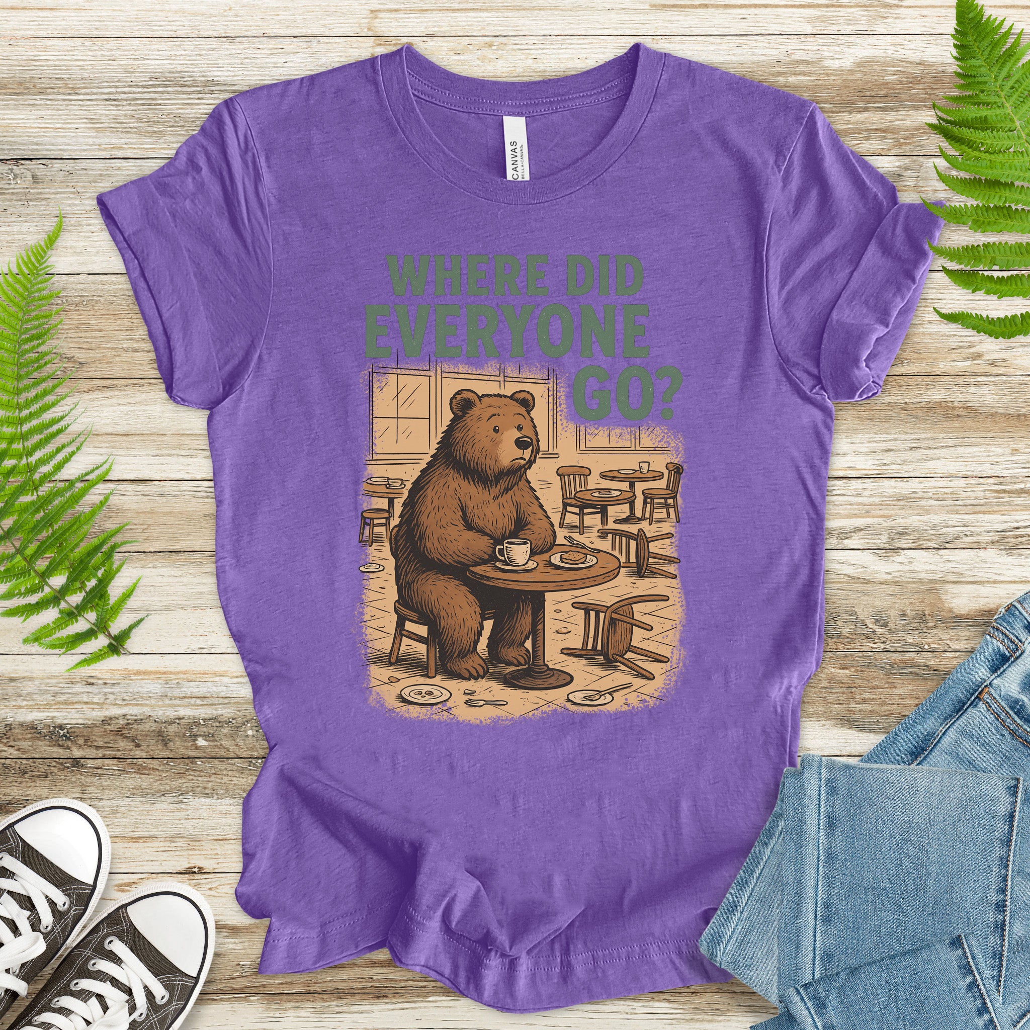 Confused Bear Coffee T-Shirt – Funny Vintage Café Animal Tee