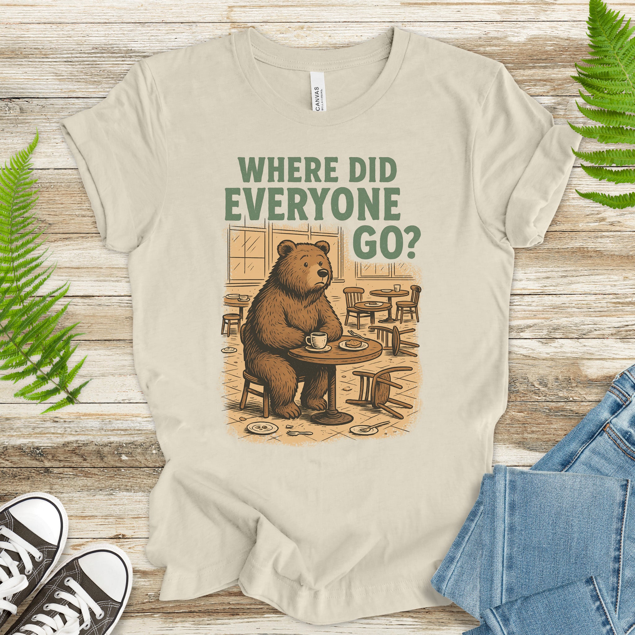 Confused Bear Coffee T-Shirt – Funny Vintage Café Animal Tee