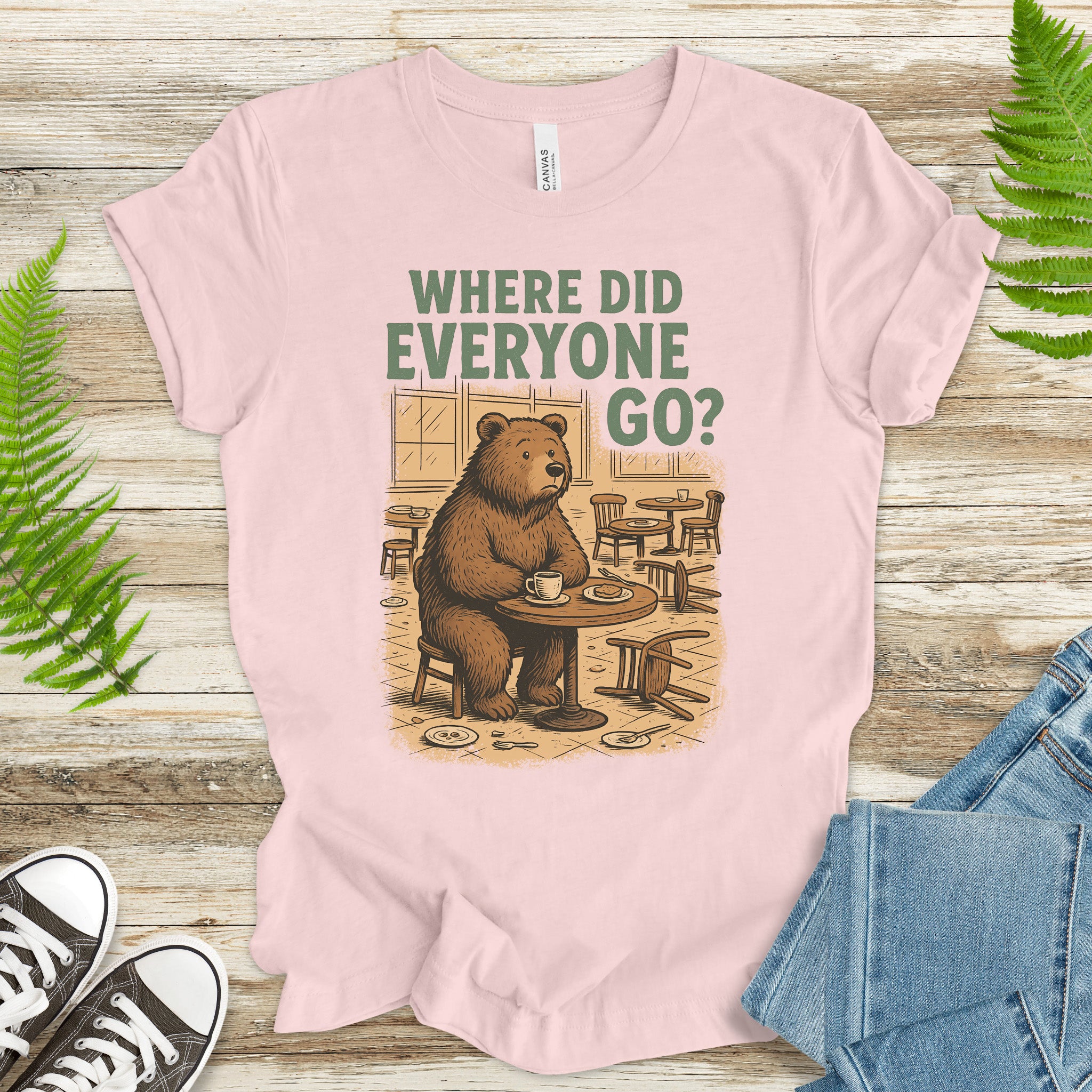 Confused Bear Coffee T-Shirt – Funny Vintage Café Animal Tee
