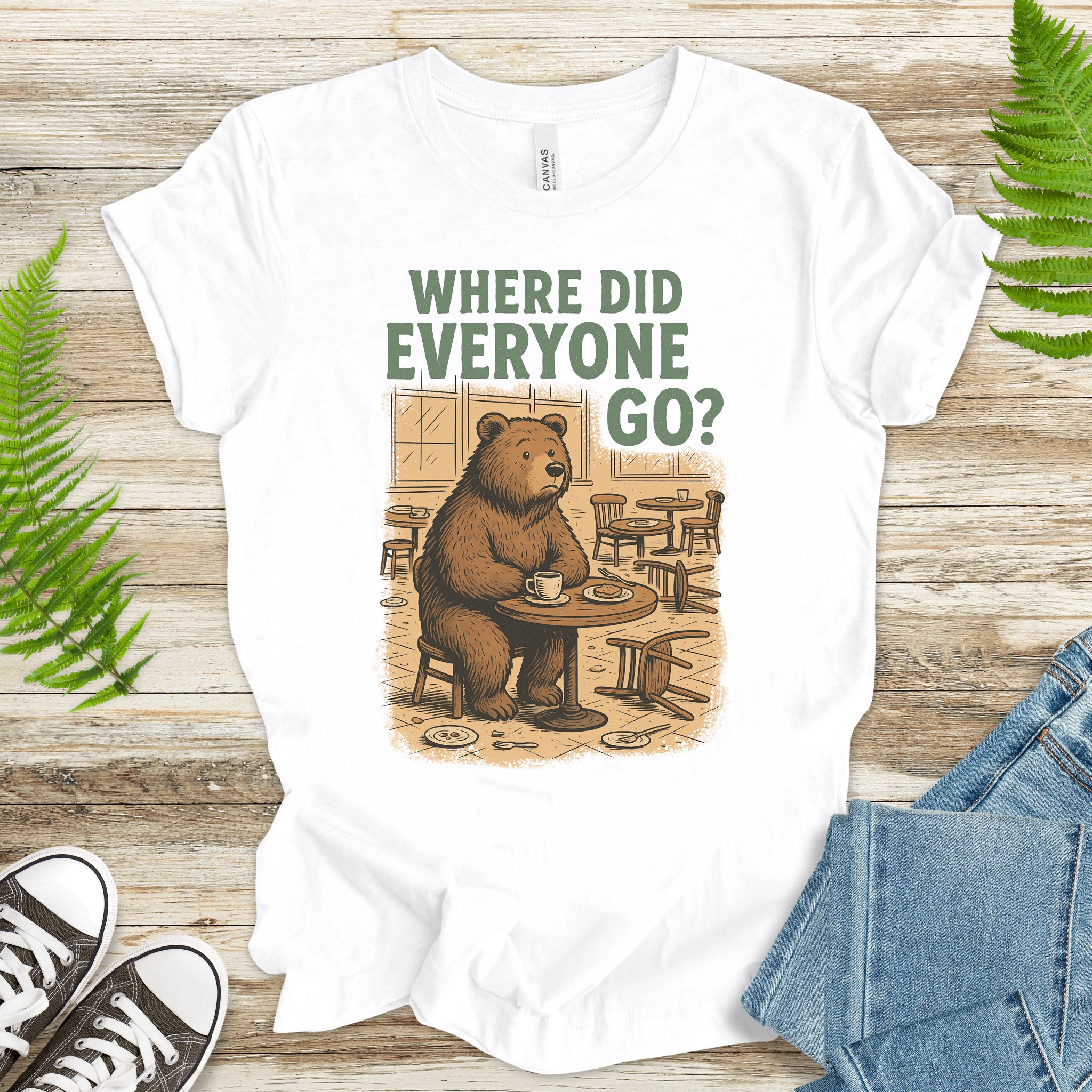 Confused Bear Coffee T-Shirt – Funny Vintage Café Animal Tee