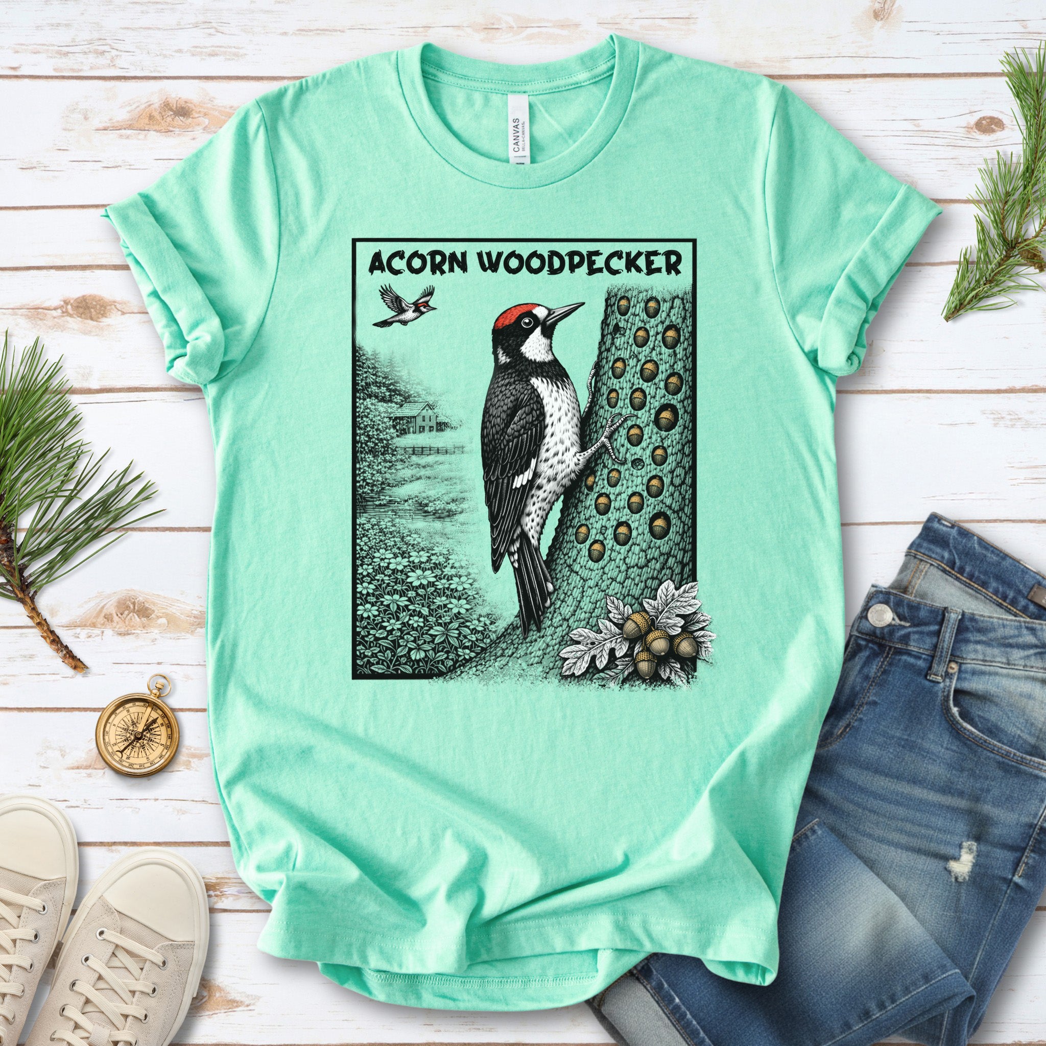 Acorn Woodpecker T-Shirt – Quirky Forest Birding & Acorn Hoarder Vibes