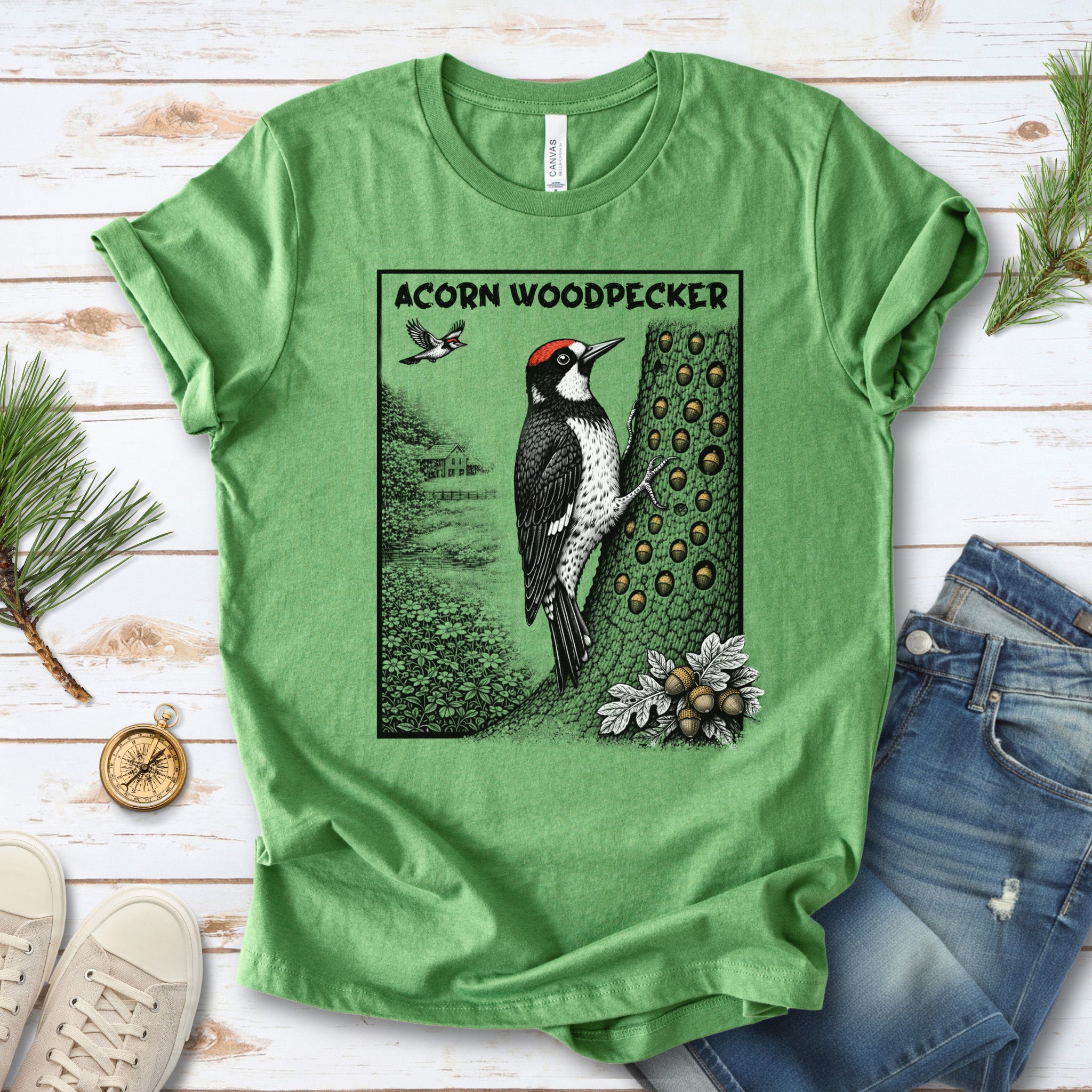 Acorn Woodpecker T-Shirt – Quirky Forest Birding & Acorn Hoarder Vibes