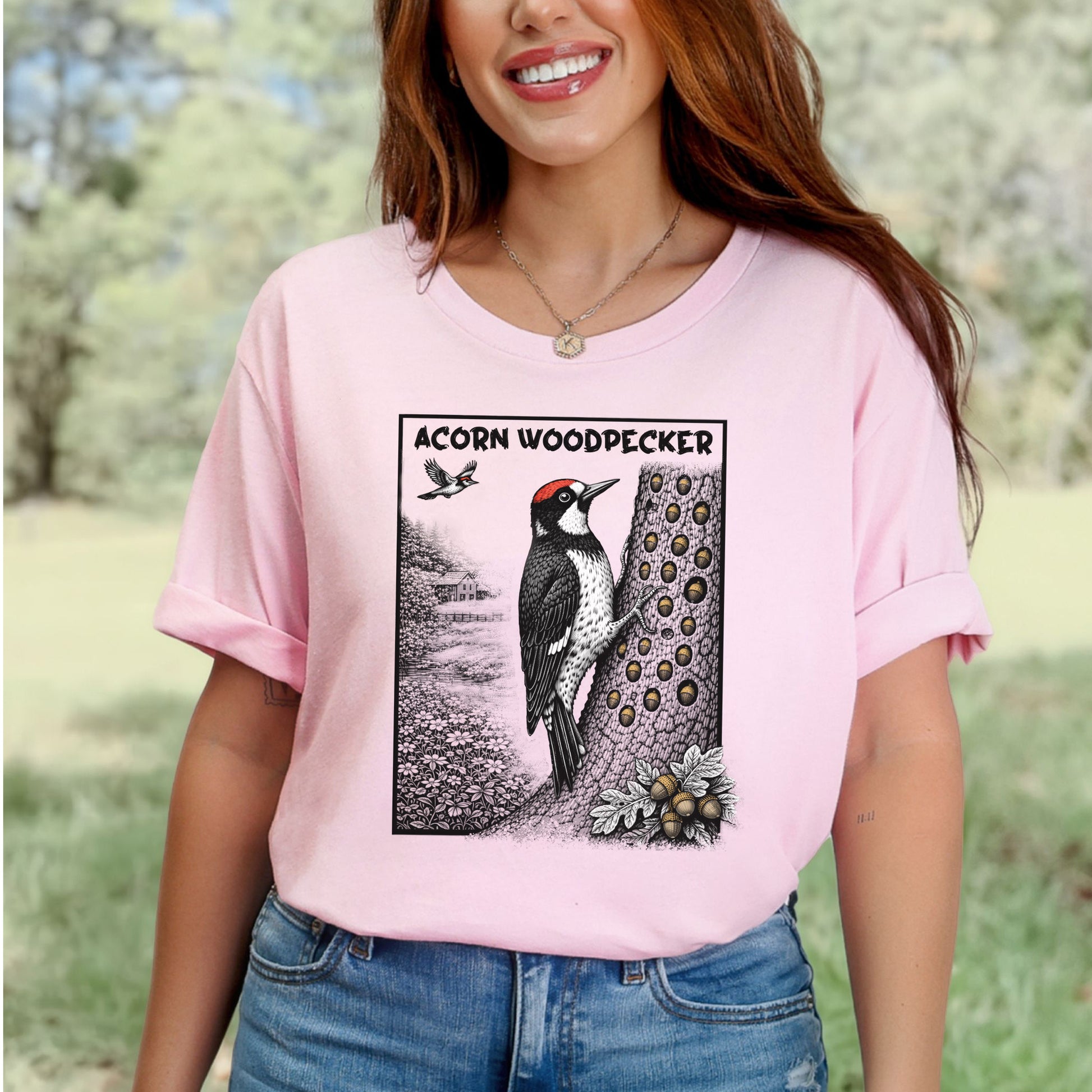 Acorn Woodpecker T-Shirt – Quirky Forest Birding & Acorn Hoarder Vibes