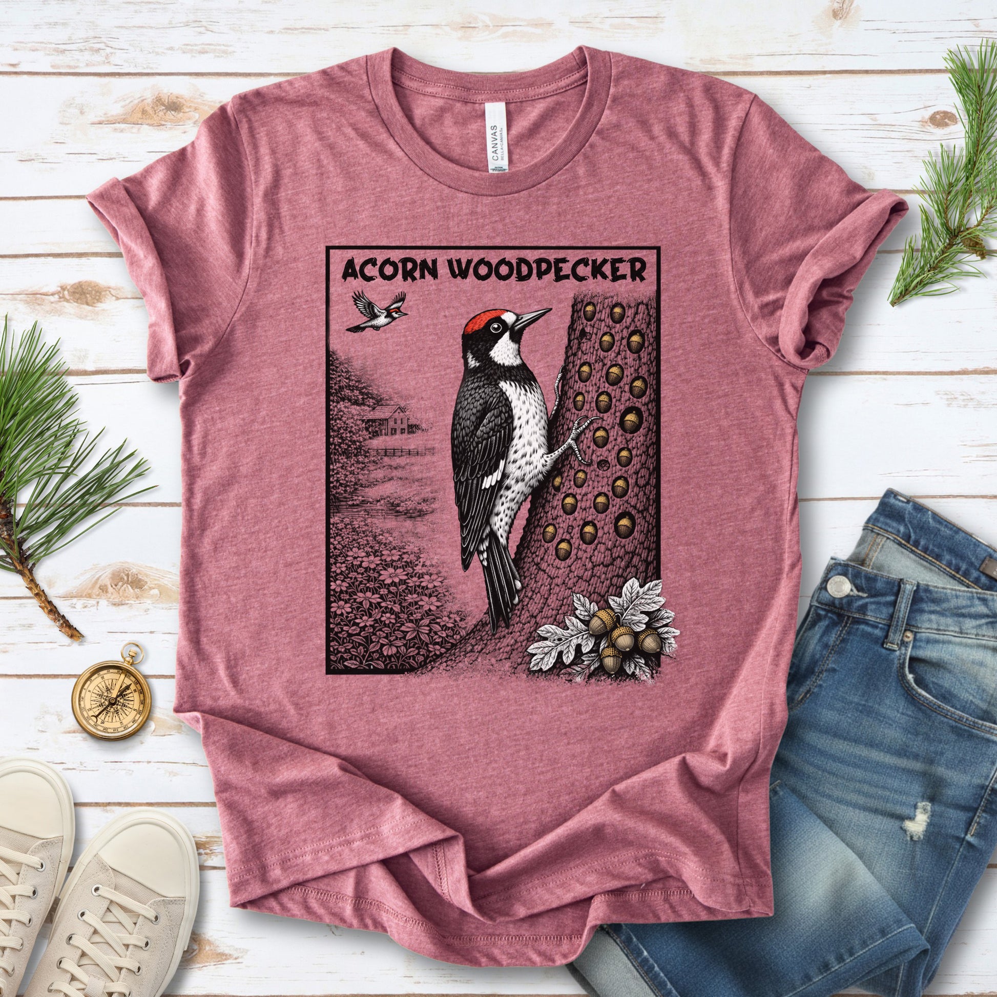 Acorn Woodpecker T-Shirt – Quirky Forest Birding & Acorn Hoarder Vibes