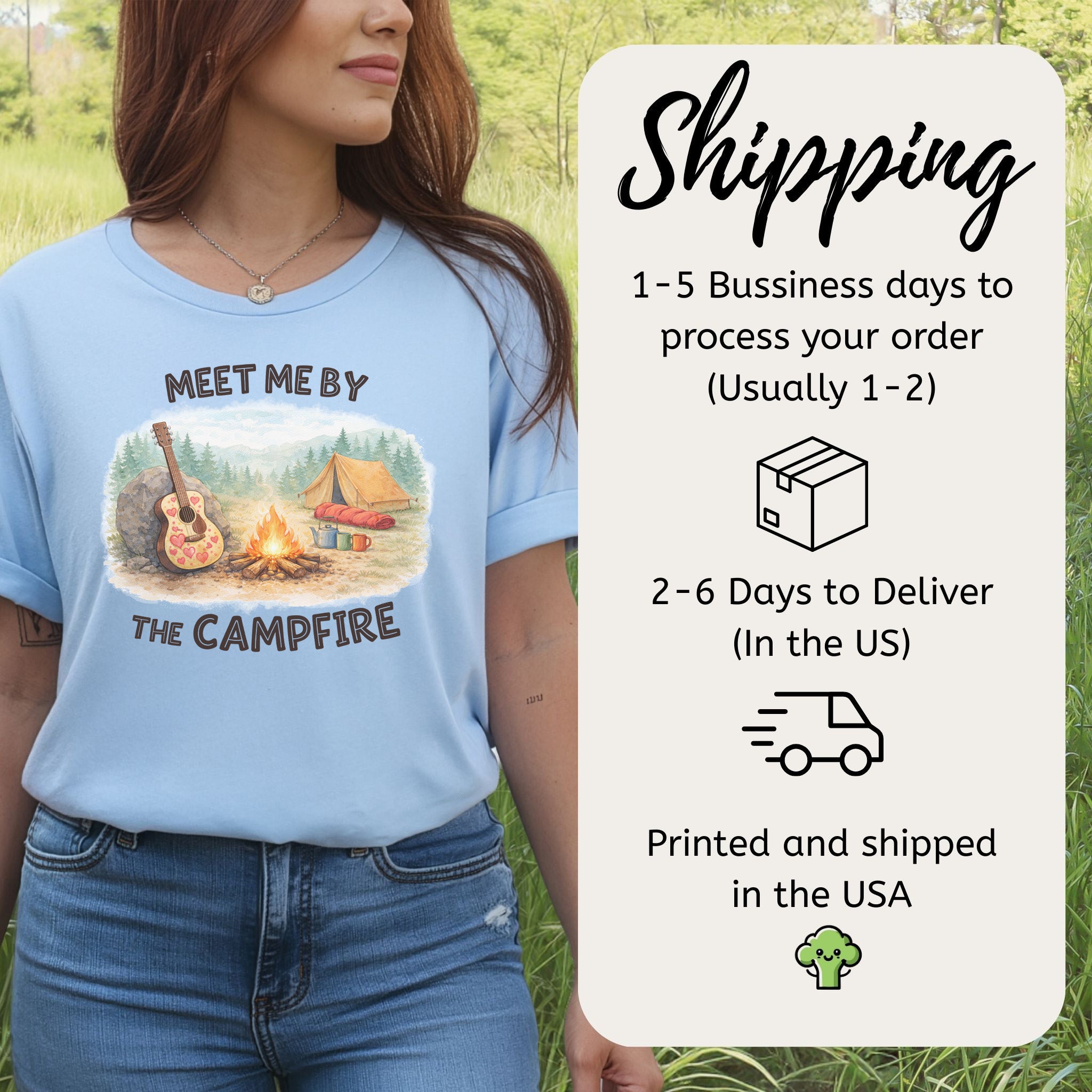 Meet Me By The Campfire Cozy Acoustic Camping T-Shirt