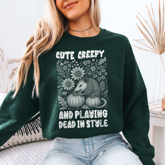 Cute Creepy Opossum Halloween Sweatshirt – Funny Possum Lover Fall Gift