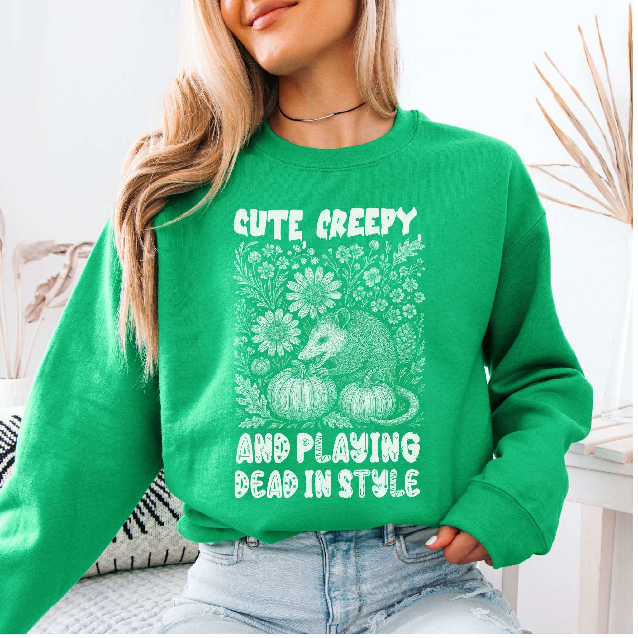 Cute Creepy Opossum Halloween Sweatshirt – Funny Possum Lover Fall Gift