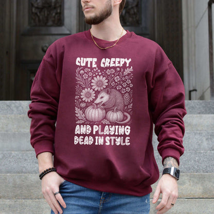 Cute Creepy Opossum Halloween Sweatshirt – Funny Possum Lover Fall Gift