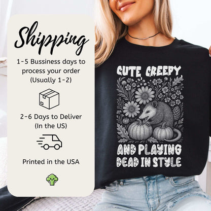 Cute Creepy Opossum Halloween Sweatshirt – Funny Possum Lover Fall Gift