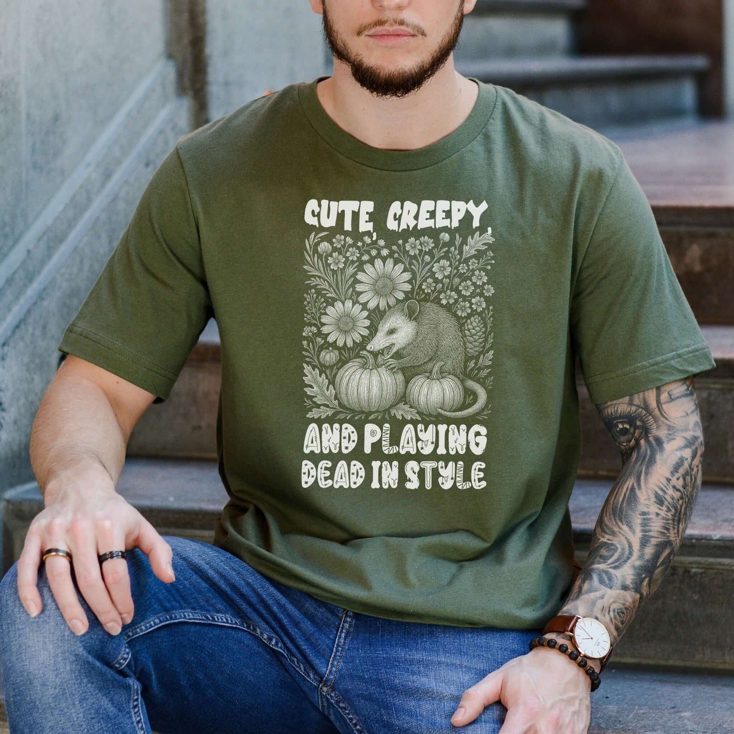 Cute Creepy Opossum Halloween Shirt – Funny Possum Lover Fall Tee